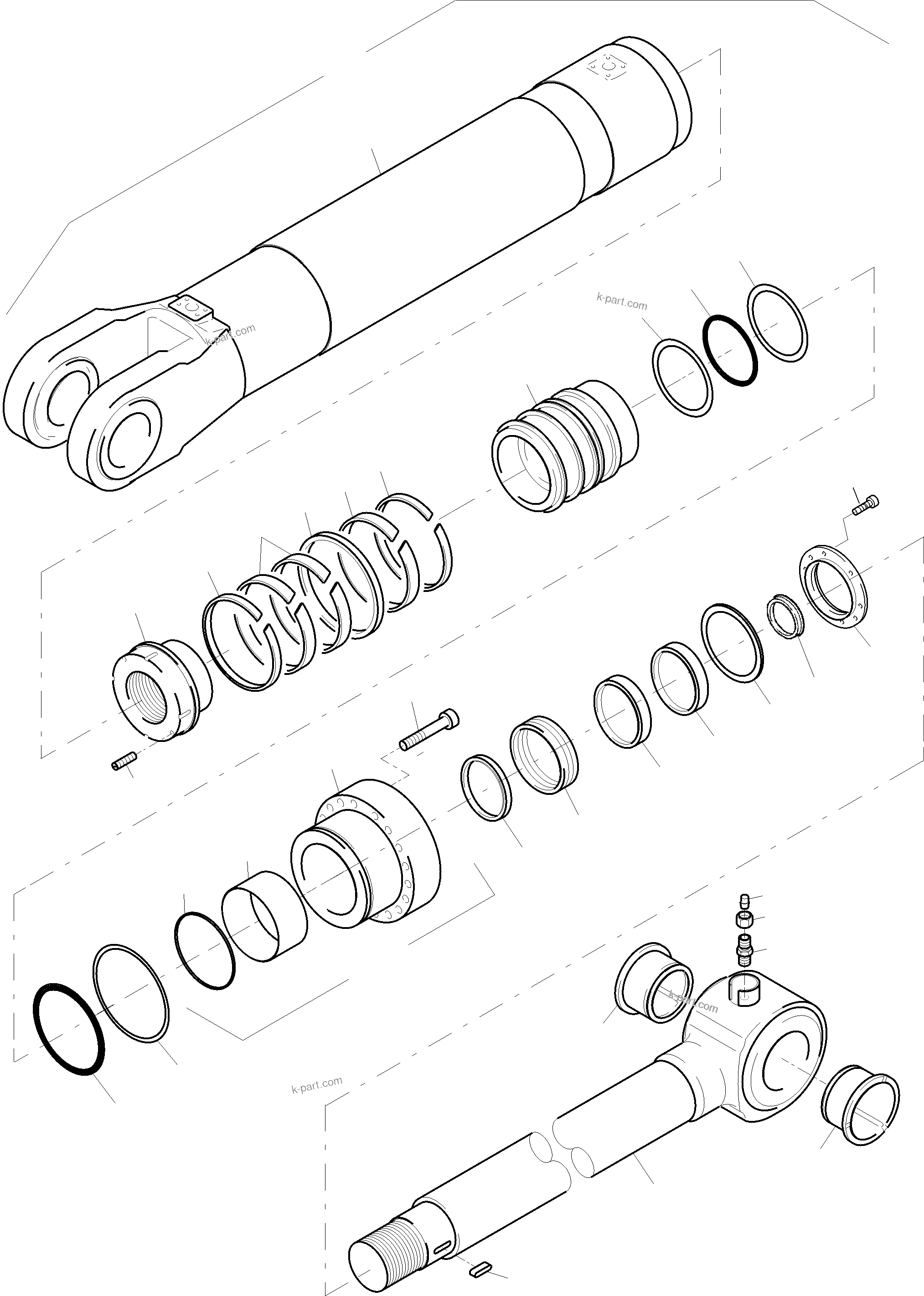 Komatsu parts book diagram for PC3000-6 S/N 46252: HYDRAULIC CYLINDER