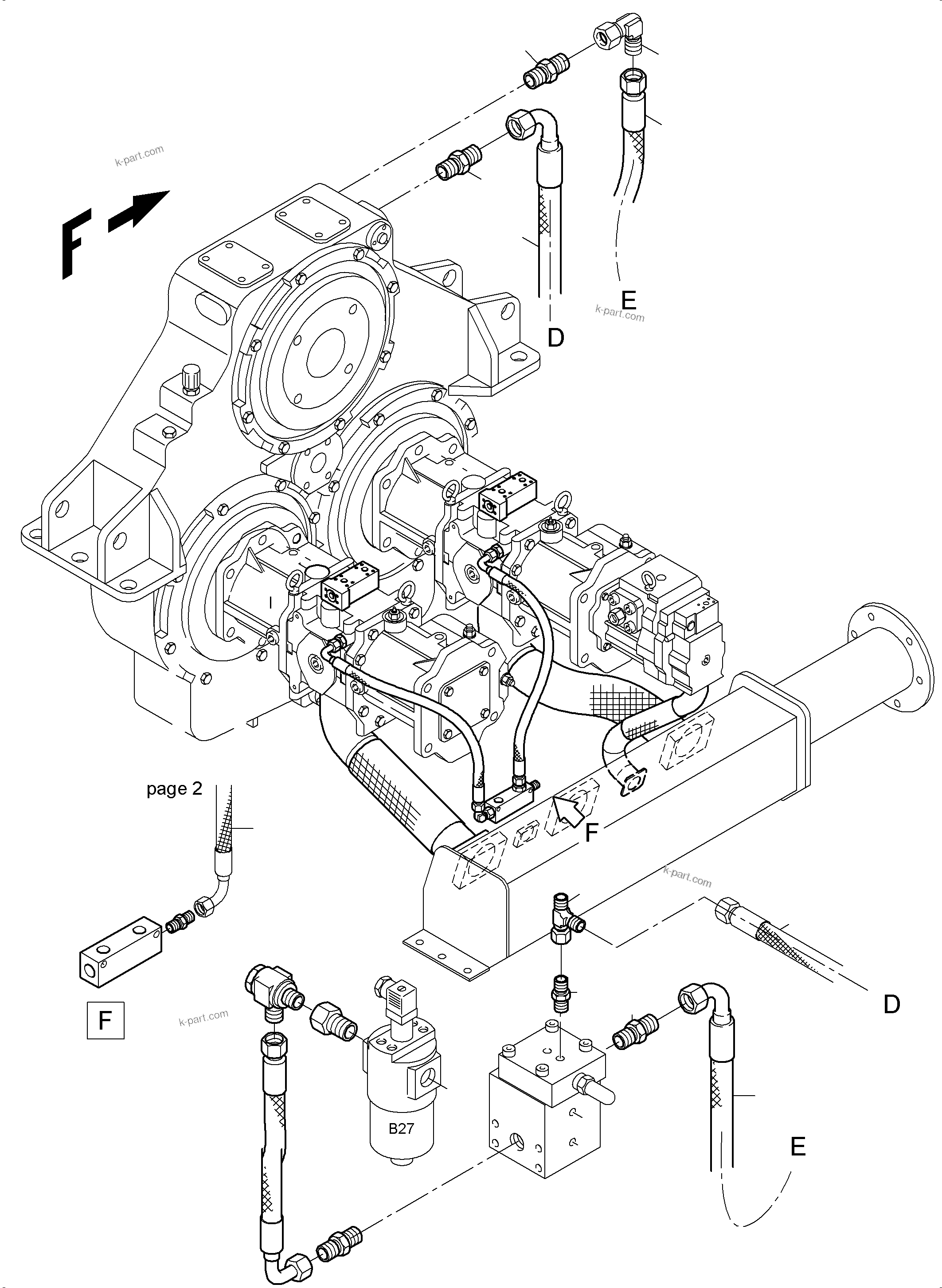 Komatsu parts book diagram for PC3000-6 S/N 46252: CONTROL- AND FILTER PLATE