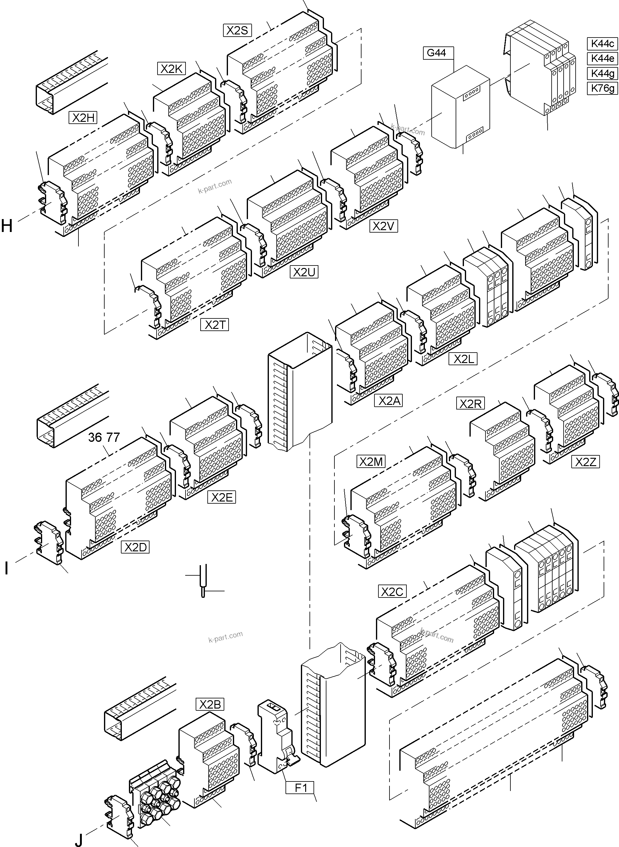 Komatsu parts book diagram for PC3000-6 S/N 46252: MAIN SWITCH BOX X2
