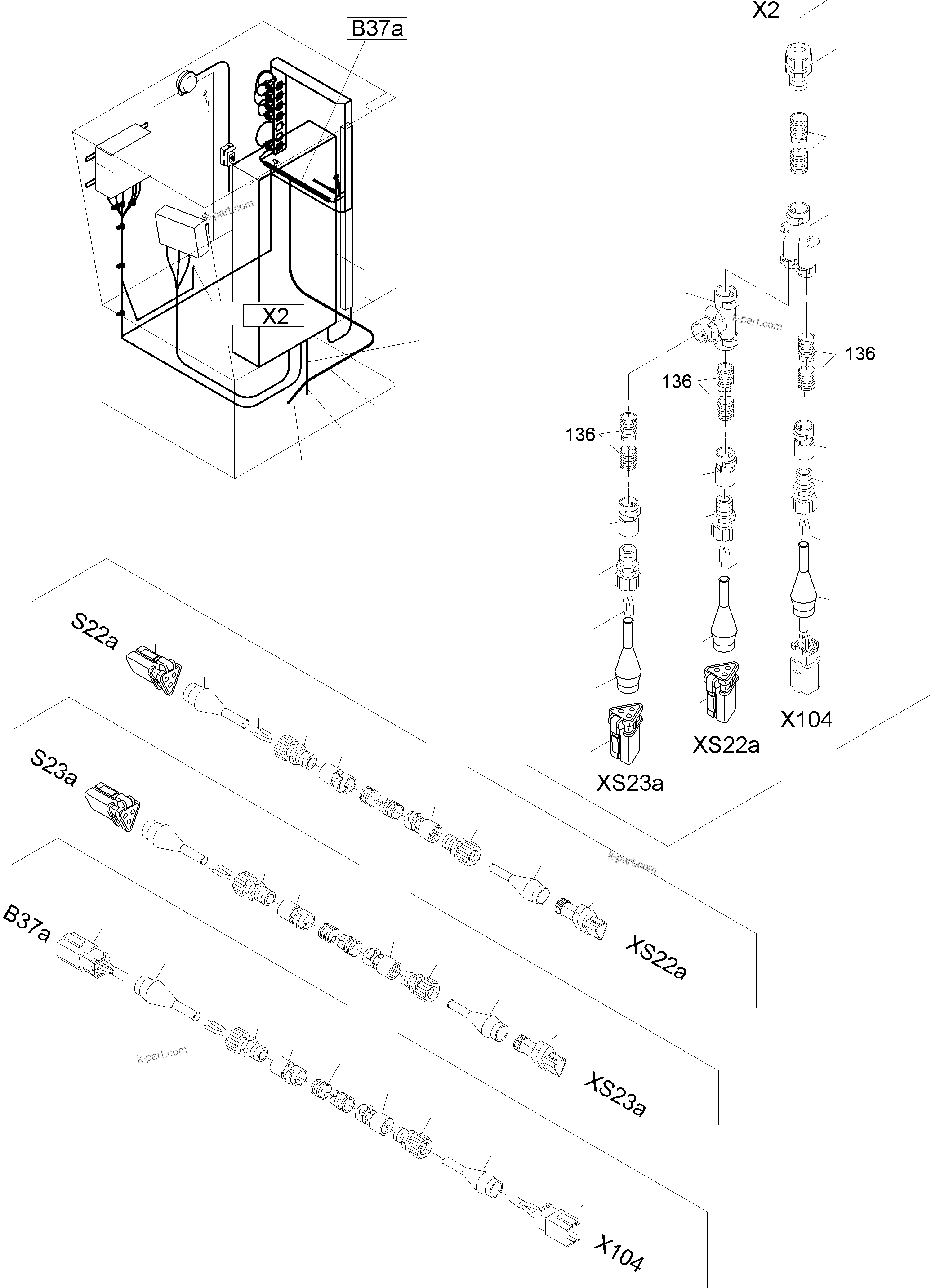 Komatsu parts book diagram for PC3000-6 S/N 46252: ELECTRIC - CAB SUPPORT (UMBAU)