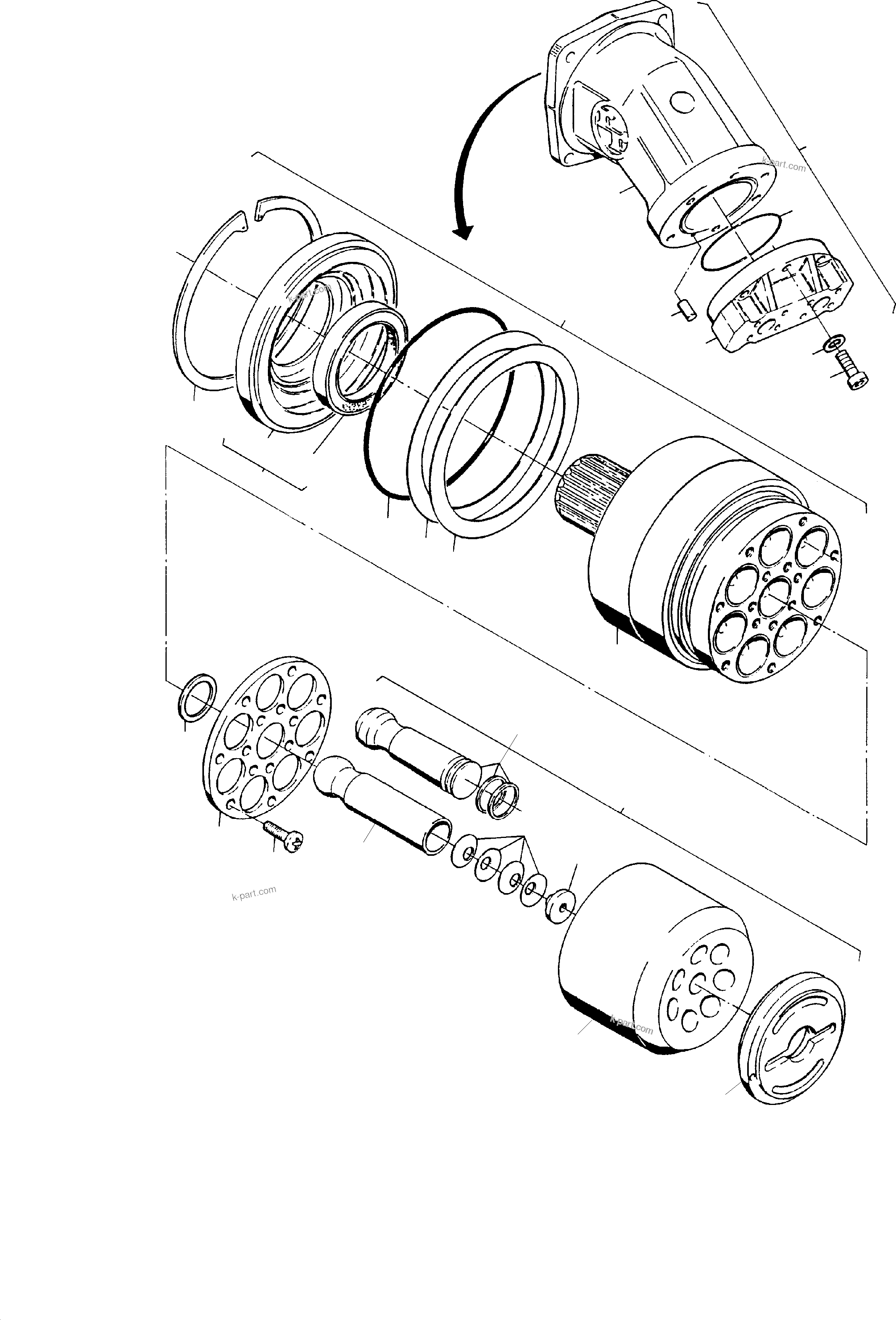 Komatsu parts book diagram for PC4000-6 S/N 58125: HYDR.-MOTOR
