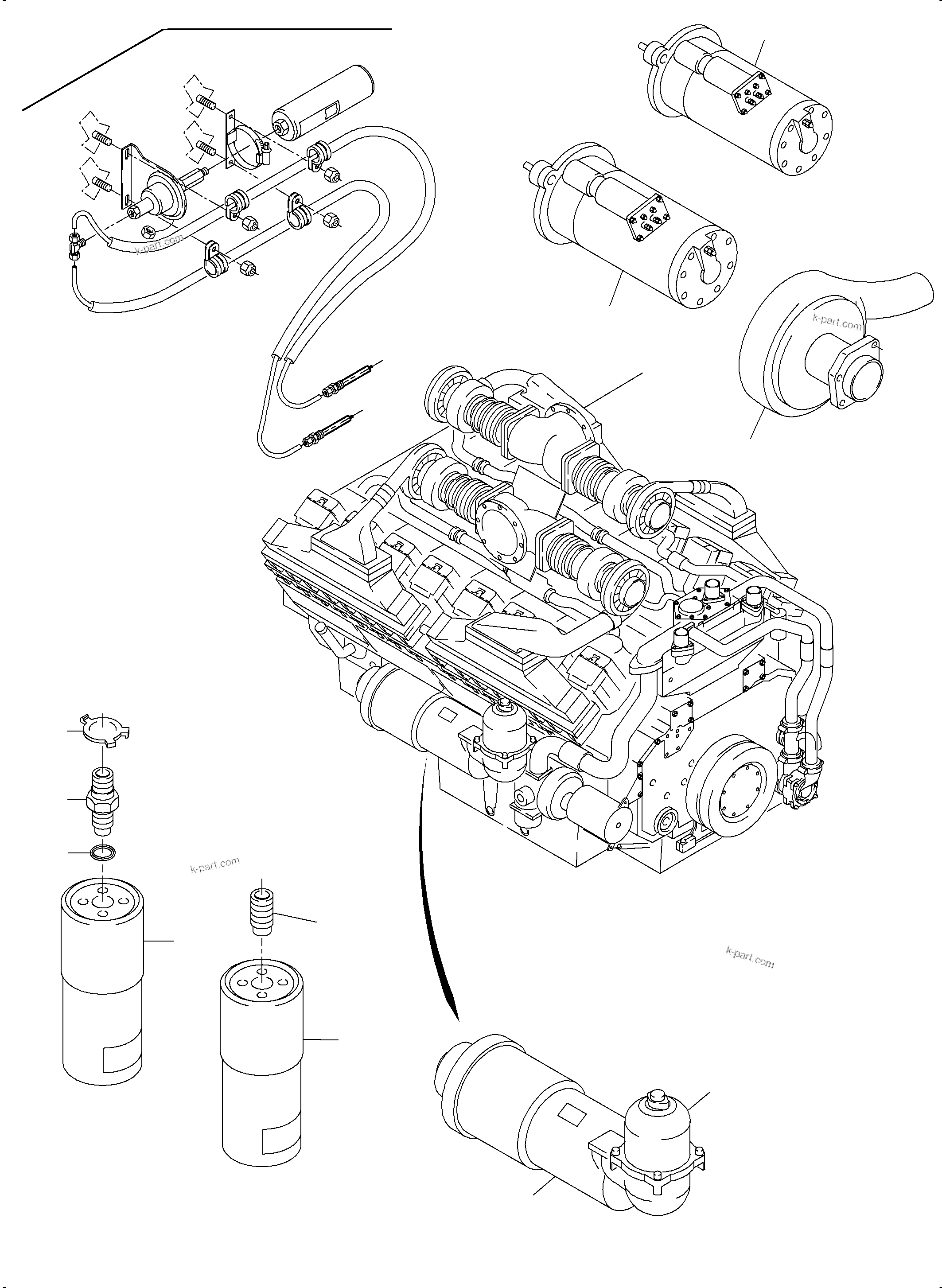 Komatsu parts book diagram for PC4000-6 S/N 58125: DIESEL ENGINE