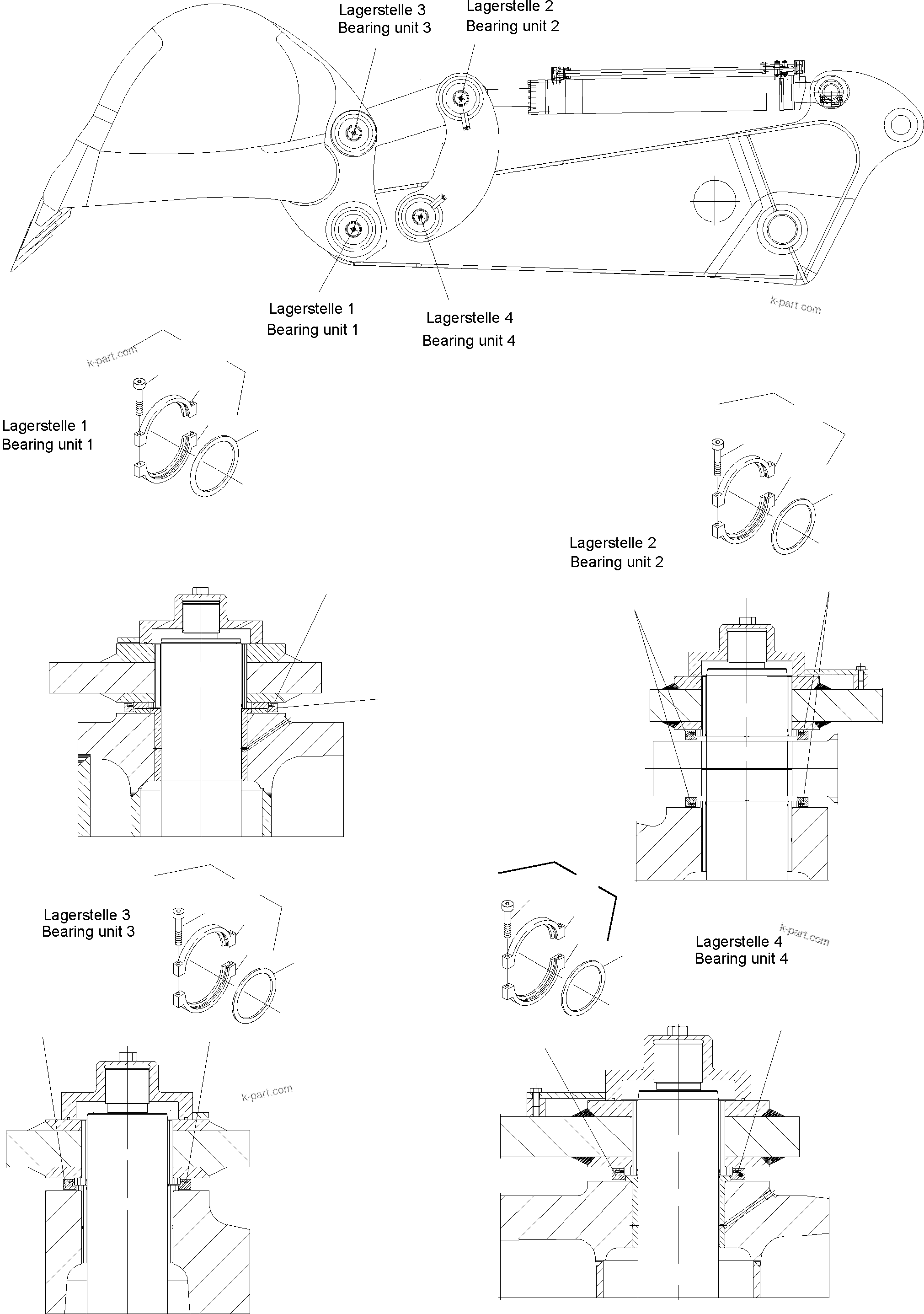 Komatsu parts book diagram for PC4000-6 S/N 58125: PIN SEALING STEERING AND ROD