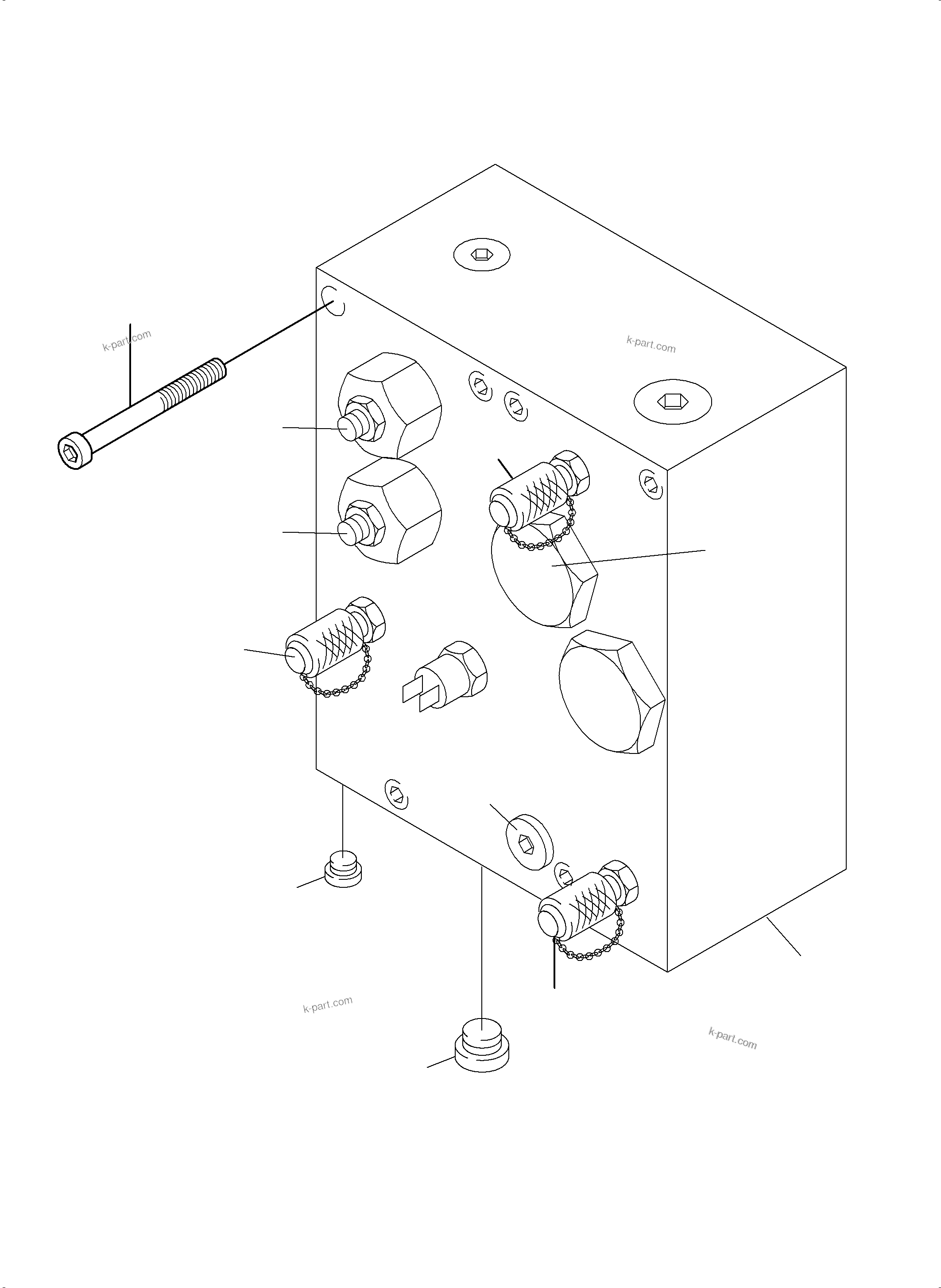 Komatsu parts book diagram for PC4000-6 S/N 58125: VALVE - PILOT OIL BLOCK 1 DRIVE