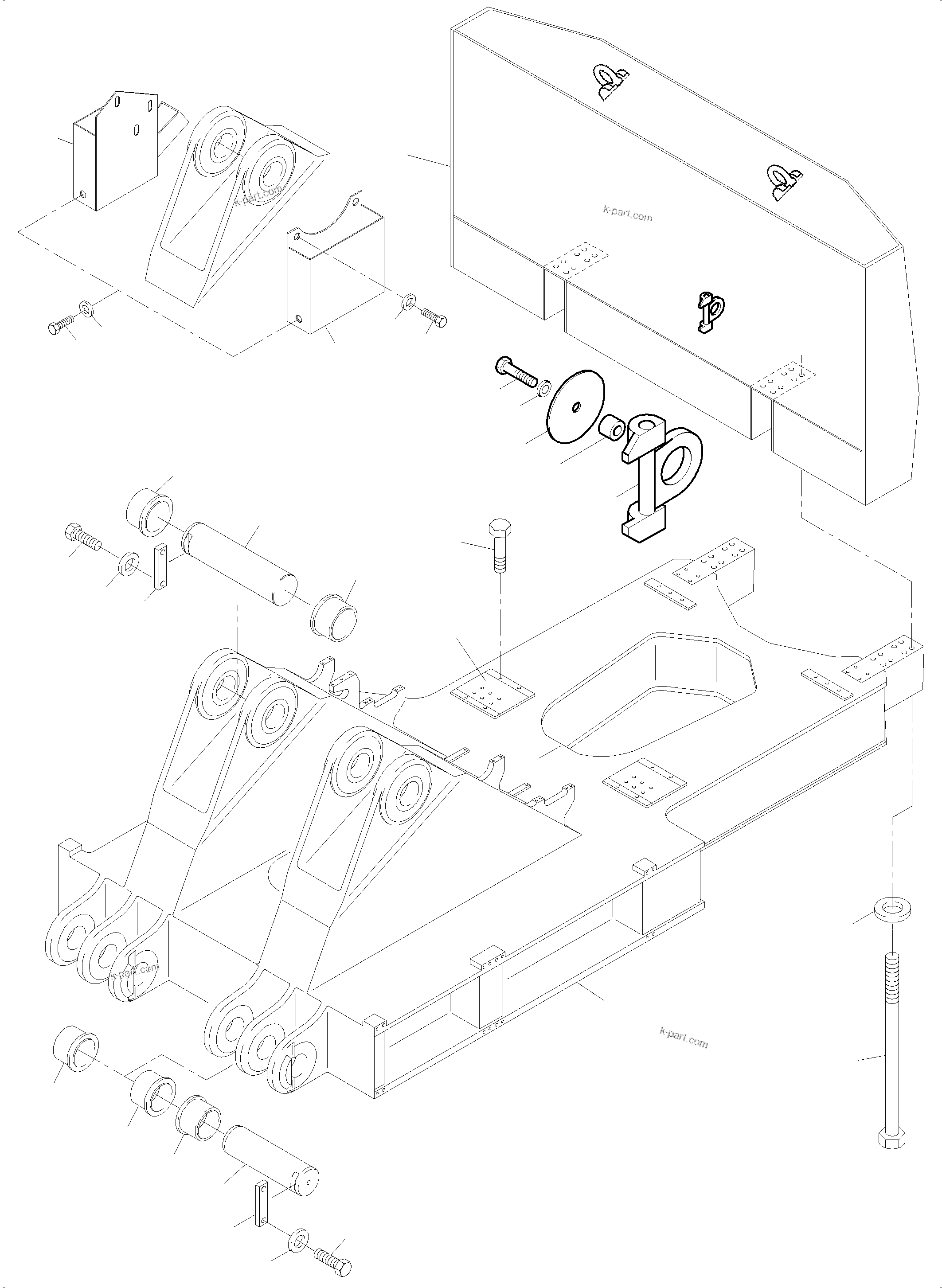 Komatsu parts book diagram for PC4000-6 S/N 58125: PIN, BOOM - COUNTERWIGHT