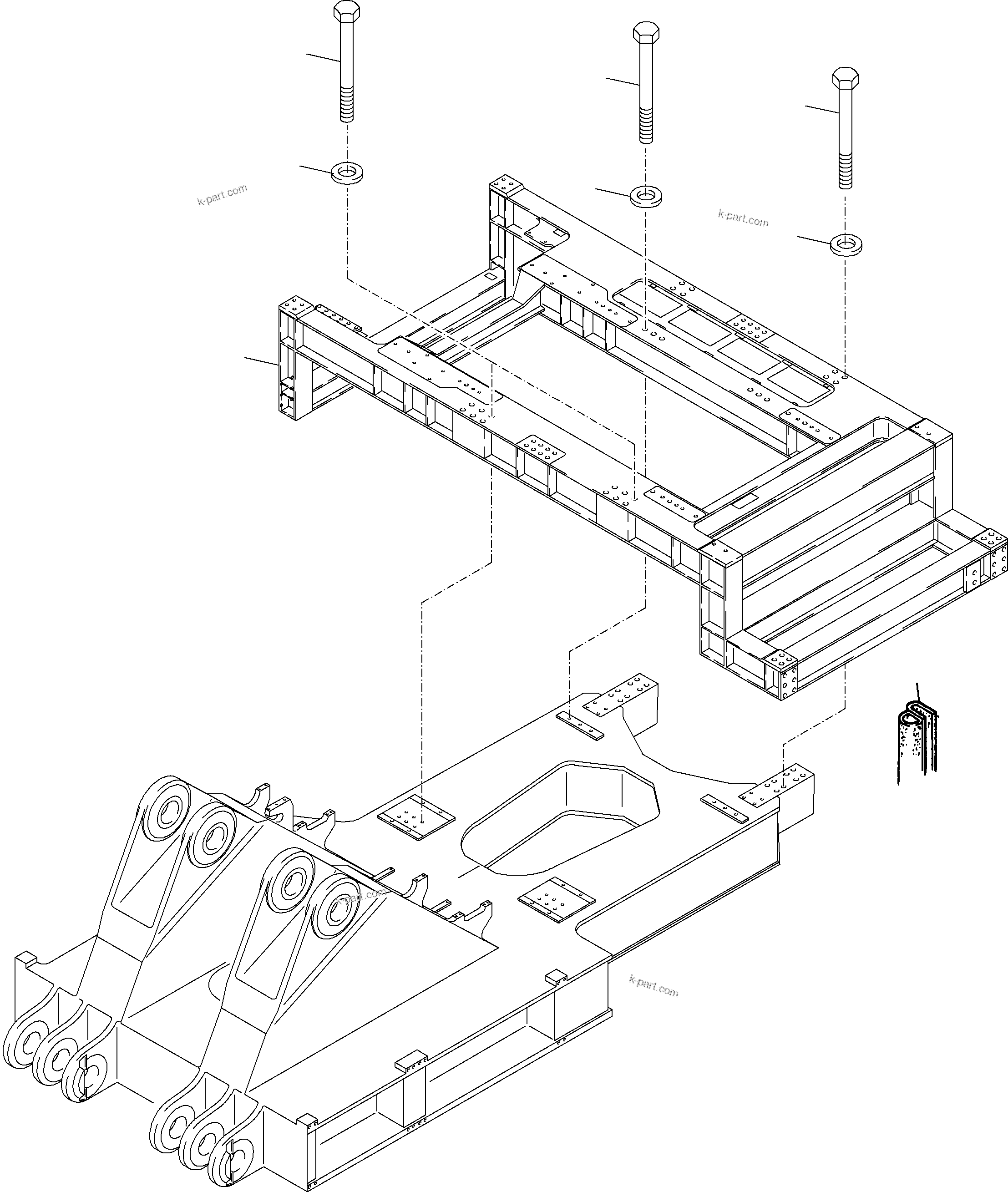 Komatsu parts book diagram for PC4000-6 S/N 58125: POWER FRAME ARR.