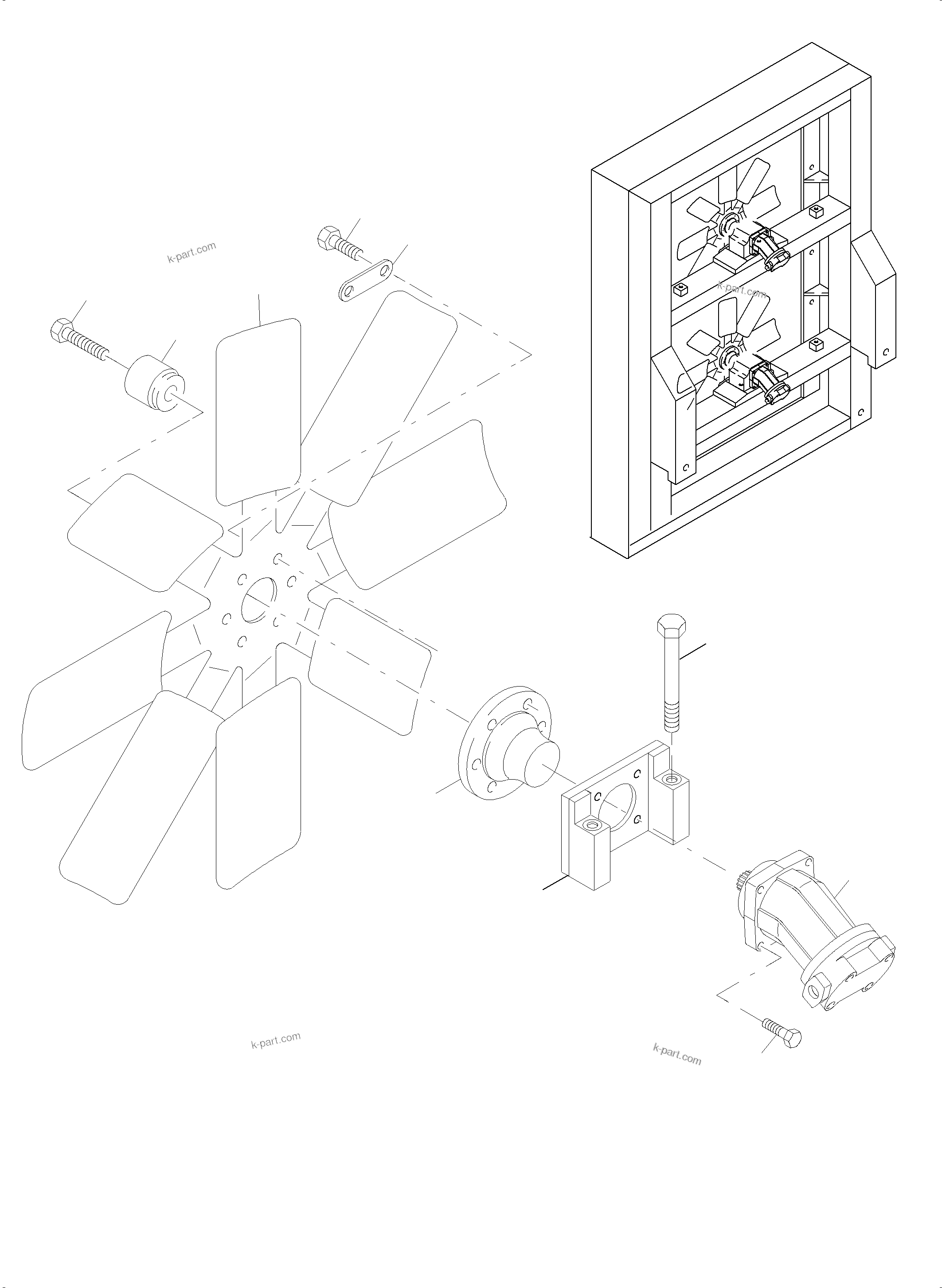 Komatsu parts book diagram for PC4000-6 S/N 58125: OIL COOLER FAN DRIVE