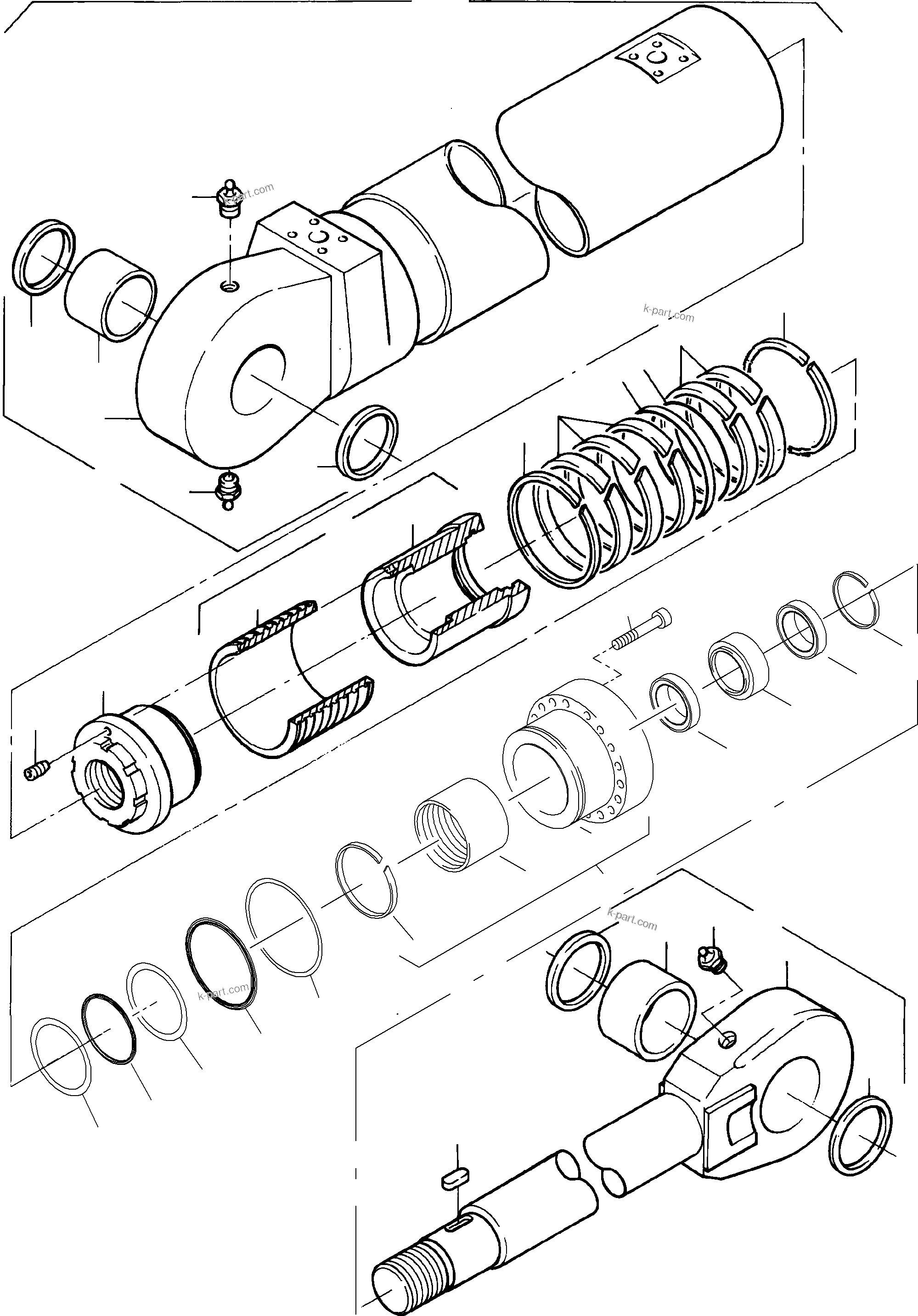 Komatsu parts book diagram for PC4000-6 S/N 58125: HYDRAULIC CYLINDER