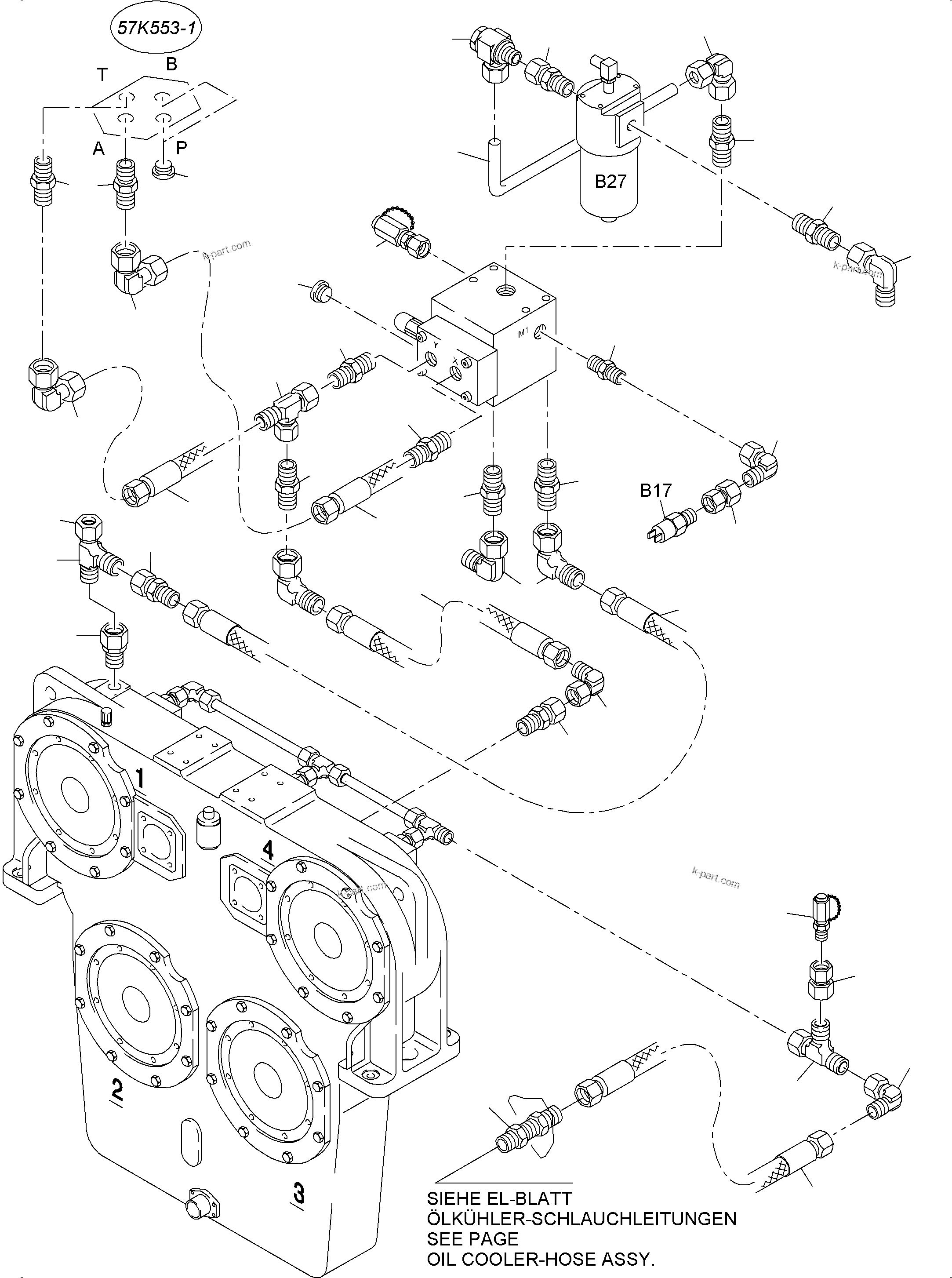 Komatsu parts book diagram for PC4000-6 S/N 58125: CONTROL- AND FILTER PLATE PIPING X2-BOX