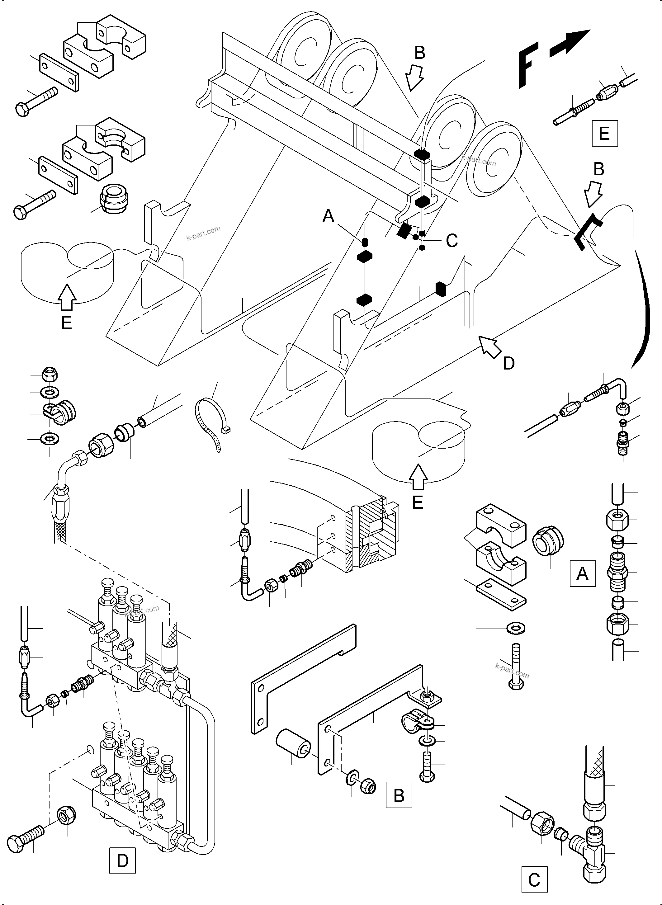 Komatsu parts book diagram for PC4000-6 S/N 58125: LUBE DISTRIBUTOR SLEW RING