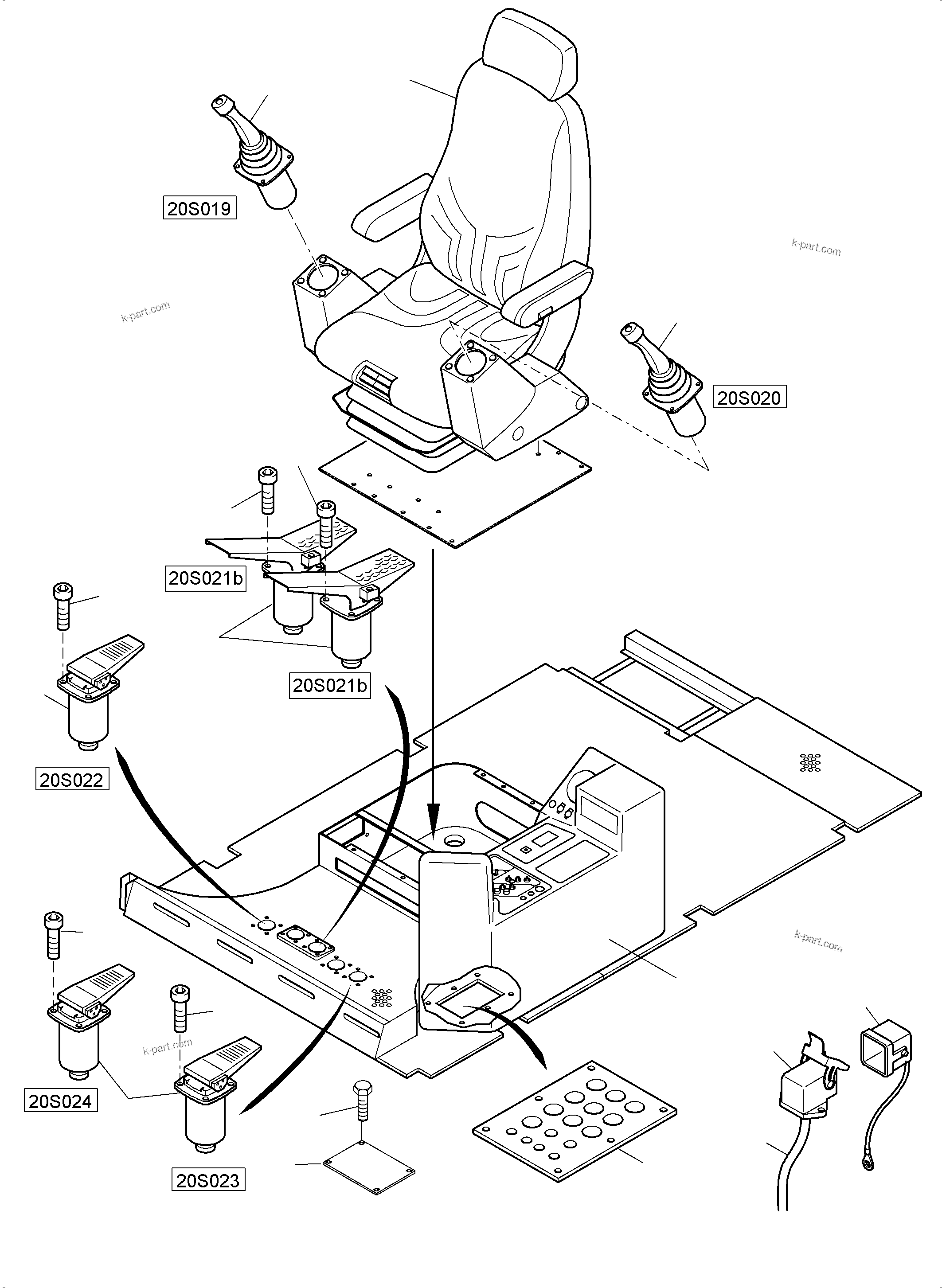 Komatsu parts book diagram for PC4000-6 S/N 58125: OPERATOR'S STAND