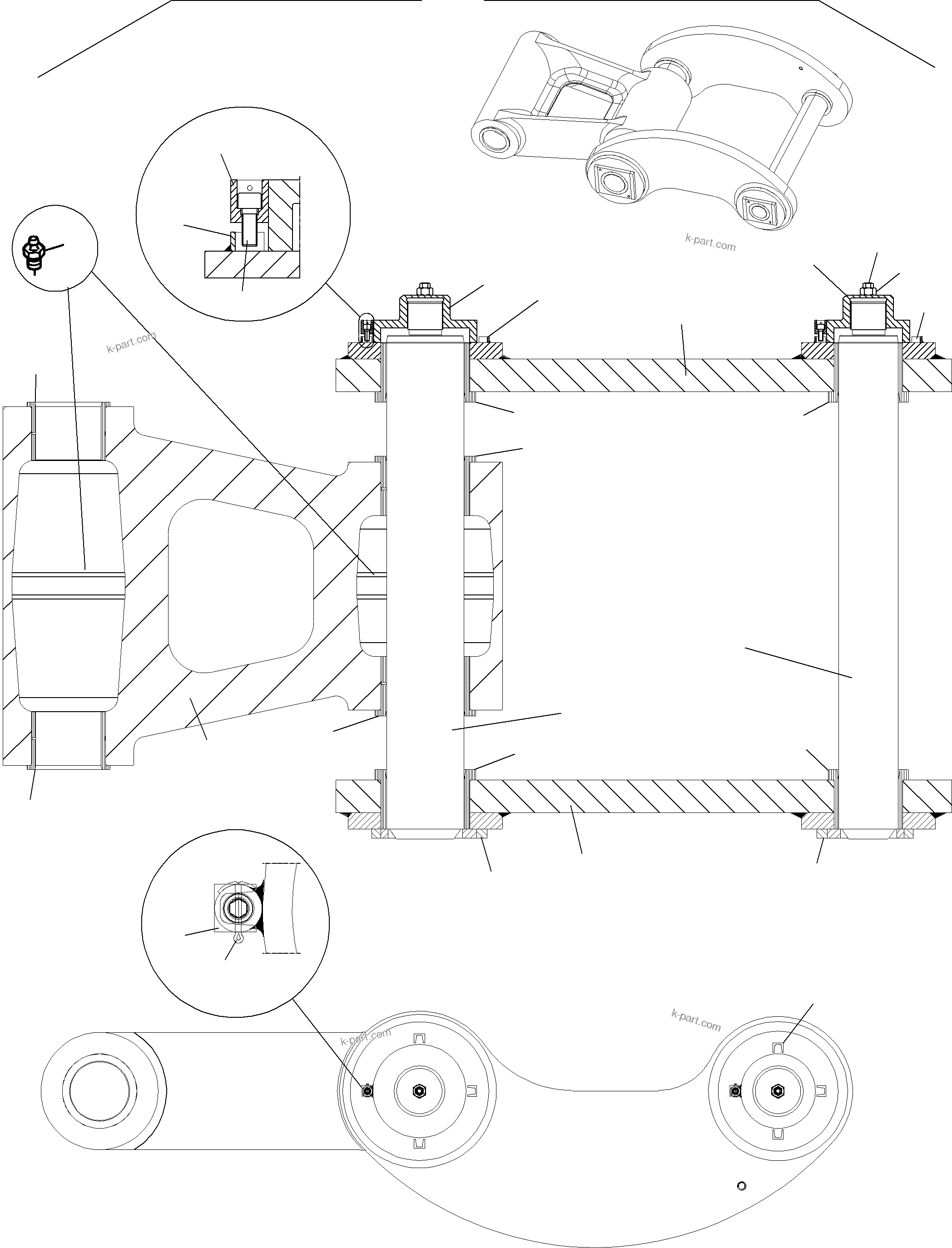 Komatsu parts book diagram for PC4000-6 S/N 58125: STEERING AND ROD