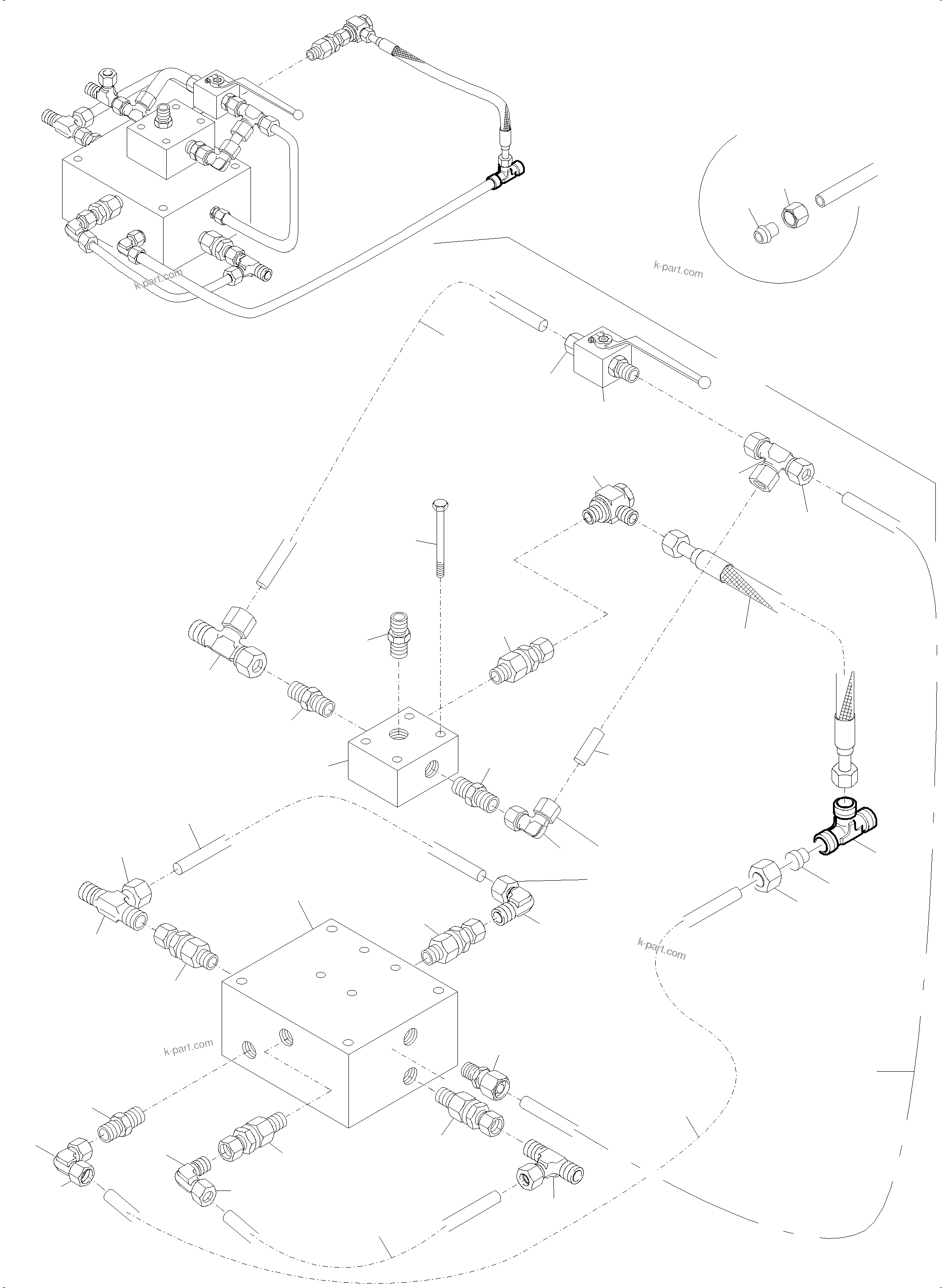 Komatsu parts book diagram for PC4000-6 S/N 58125: VALVE BLOCK ( HYDRAULIC TRACK ADJUSTING )