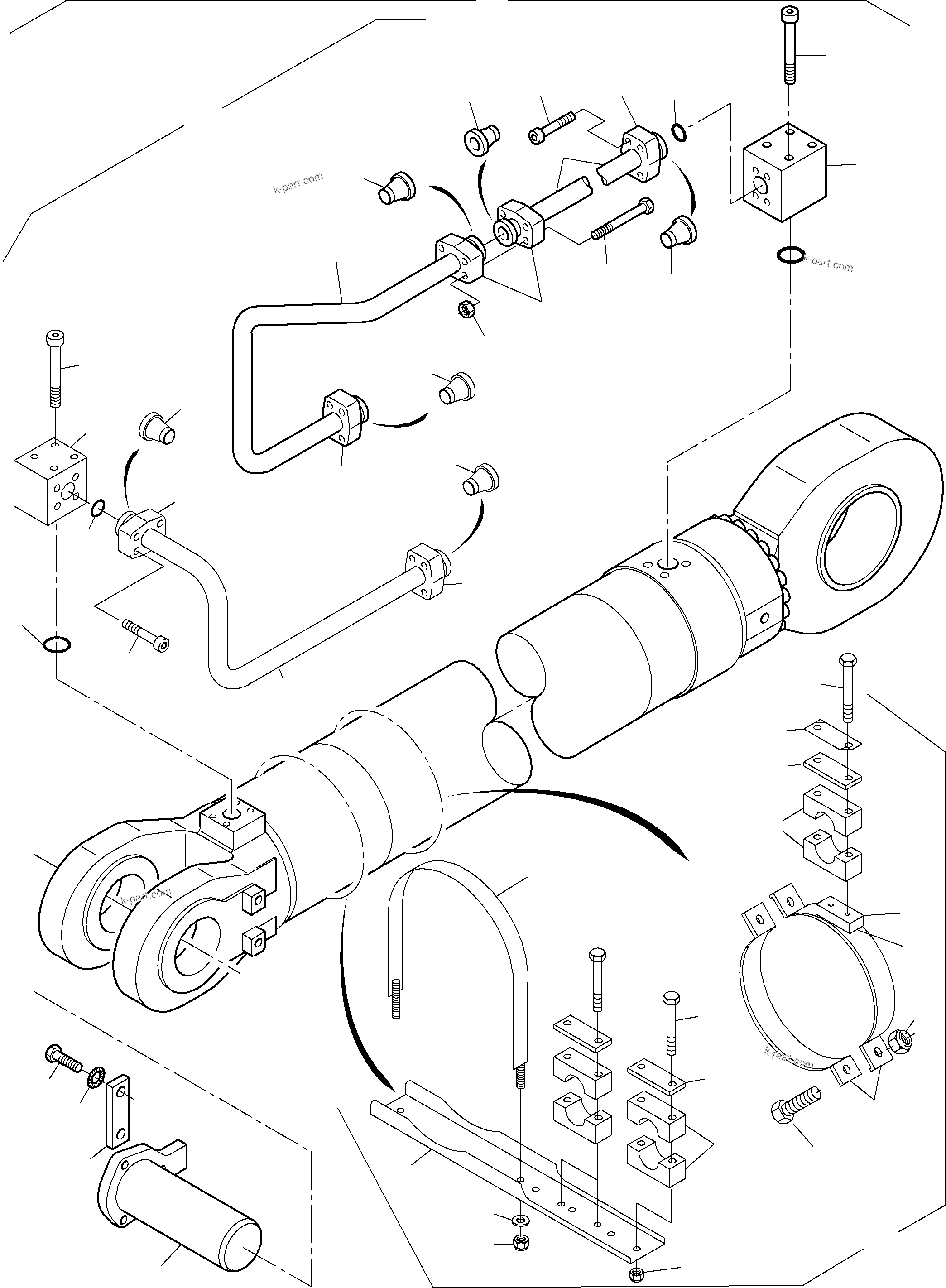 Komatsu parts book diagram for PC4000-6 S/N 58125: PIPING - BACKHOE CYLINDER  R.H.