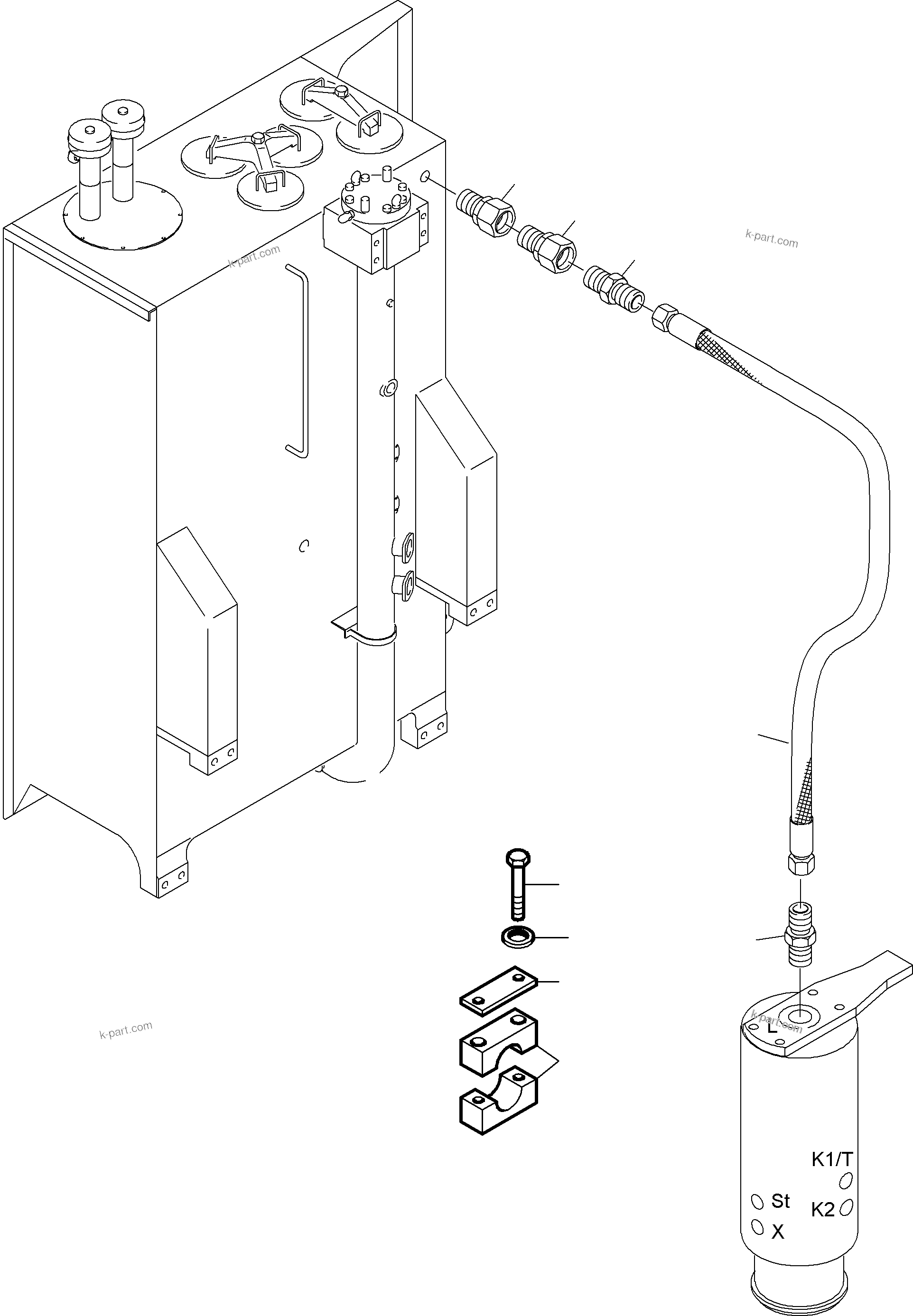 Komatsu parts book diagram for PC4000-6 S/N 58125: HYDRAULIC LINES, ROTARY JOINT