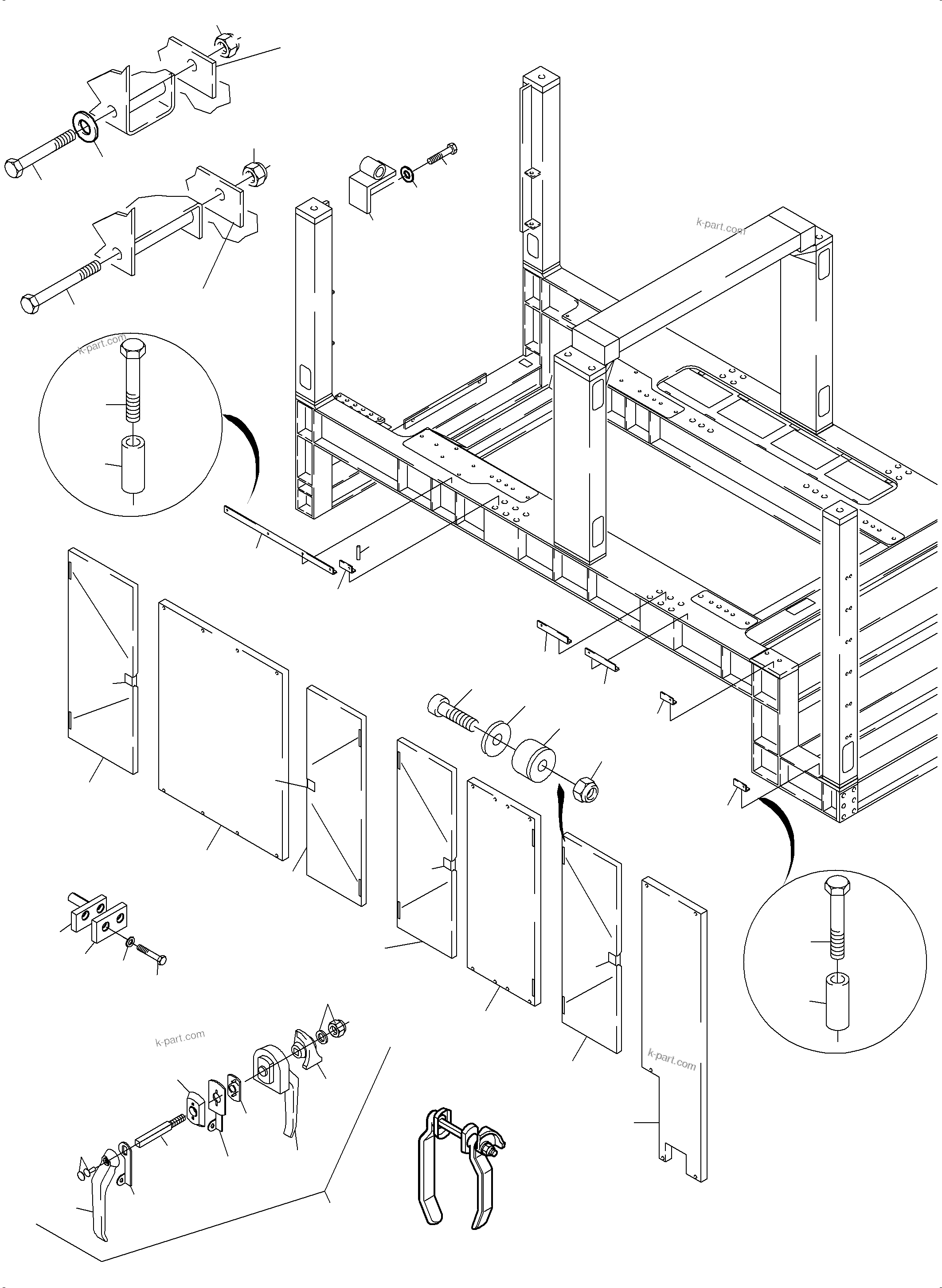 Komatsu parts book diagram for PC4000-6 S/N 58125: COVERING, ENGINE HOUSING