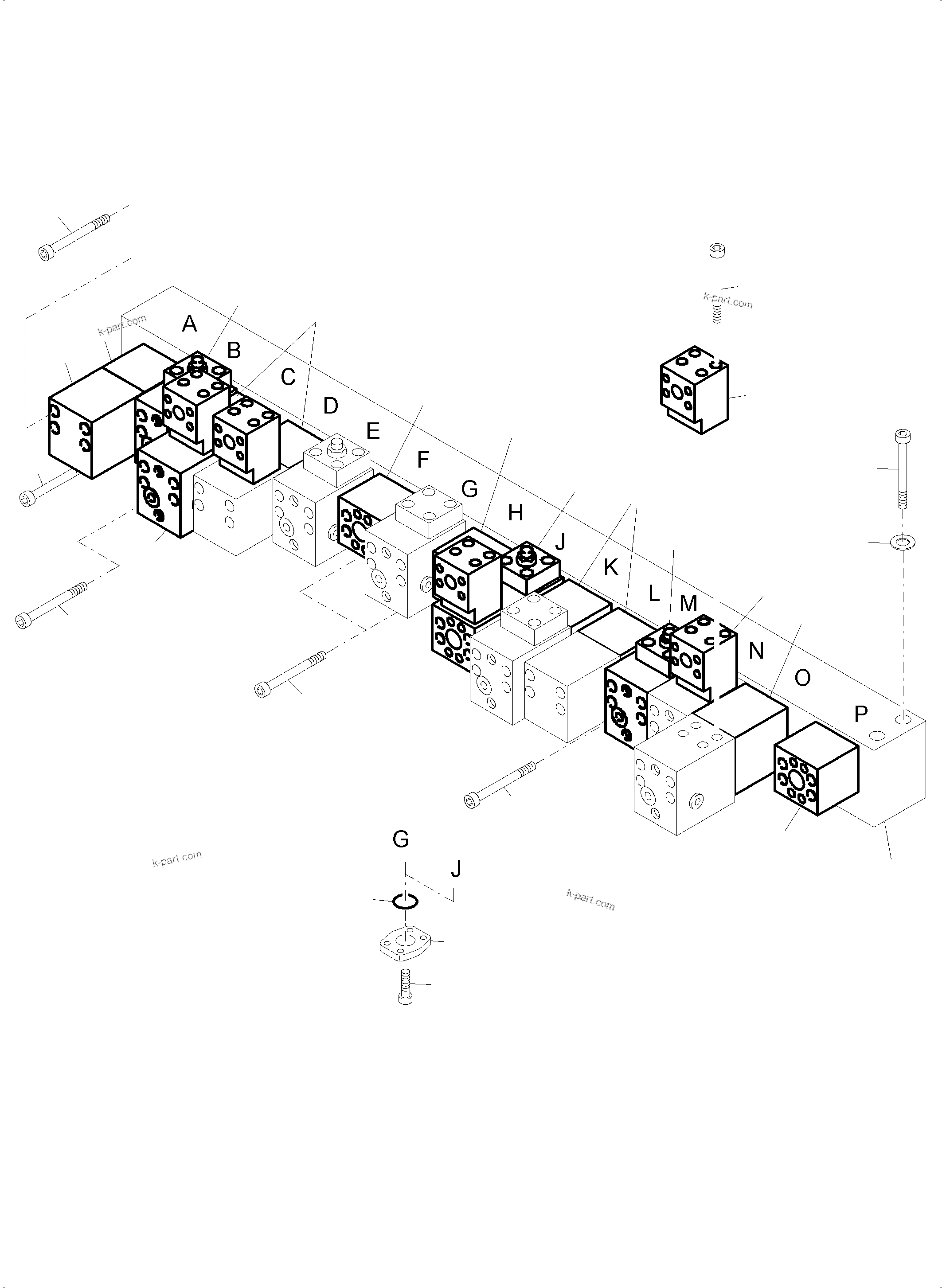 Komatsu parts book diagram for PC4000-6 S/N 58125: MAINFOLD, VALVE AND PIPELINES BHE