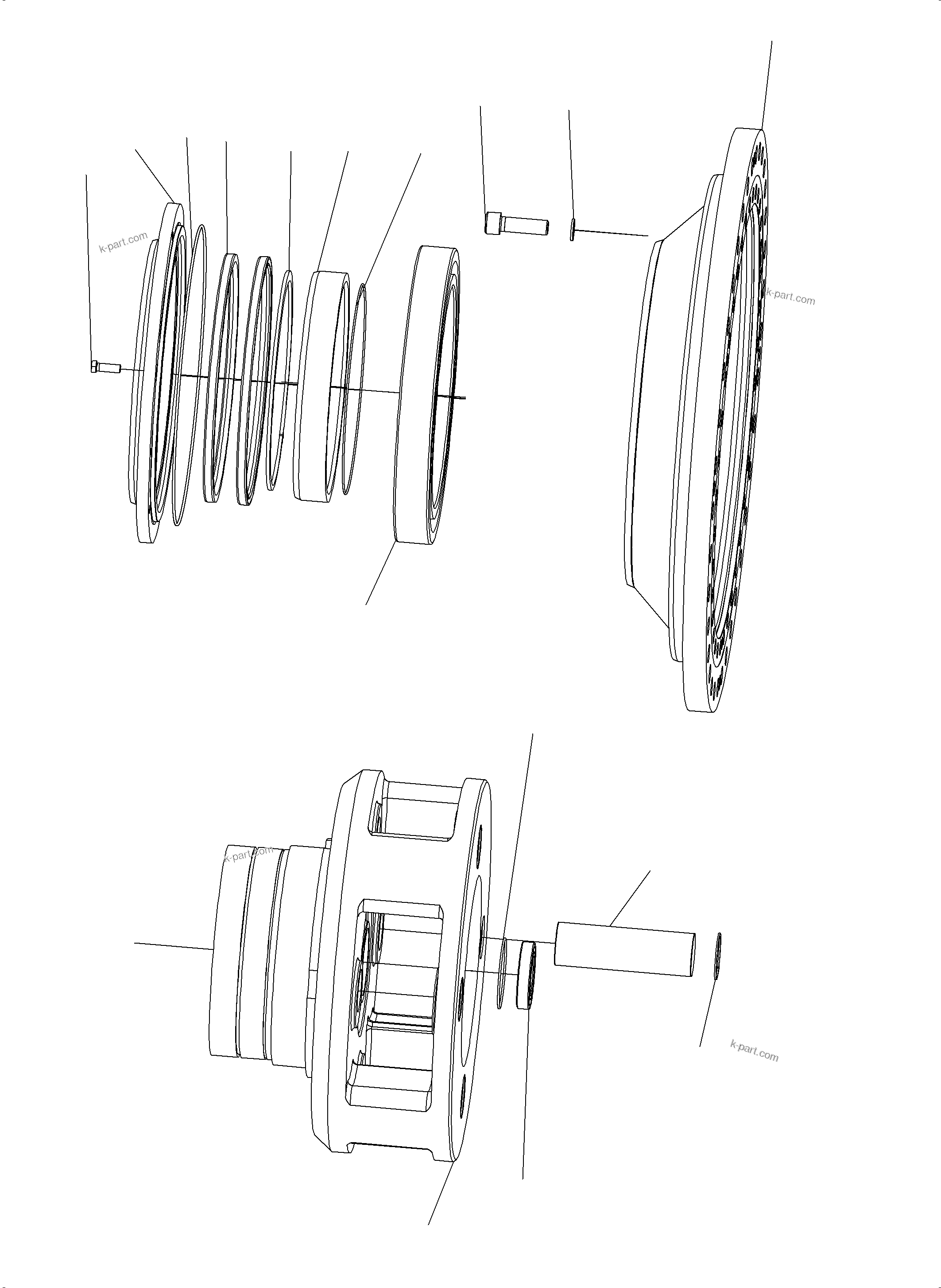 Komatsu parts book diagram for PC4000-6 S/N 58125: TRAVELLING GEAR