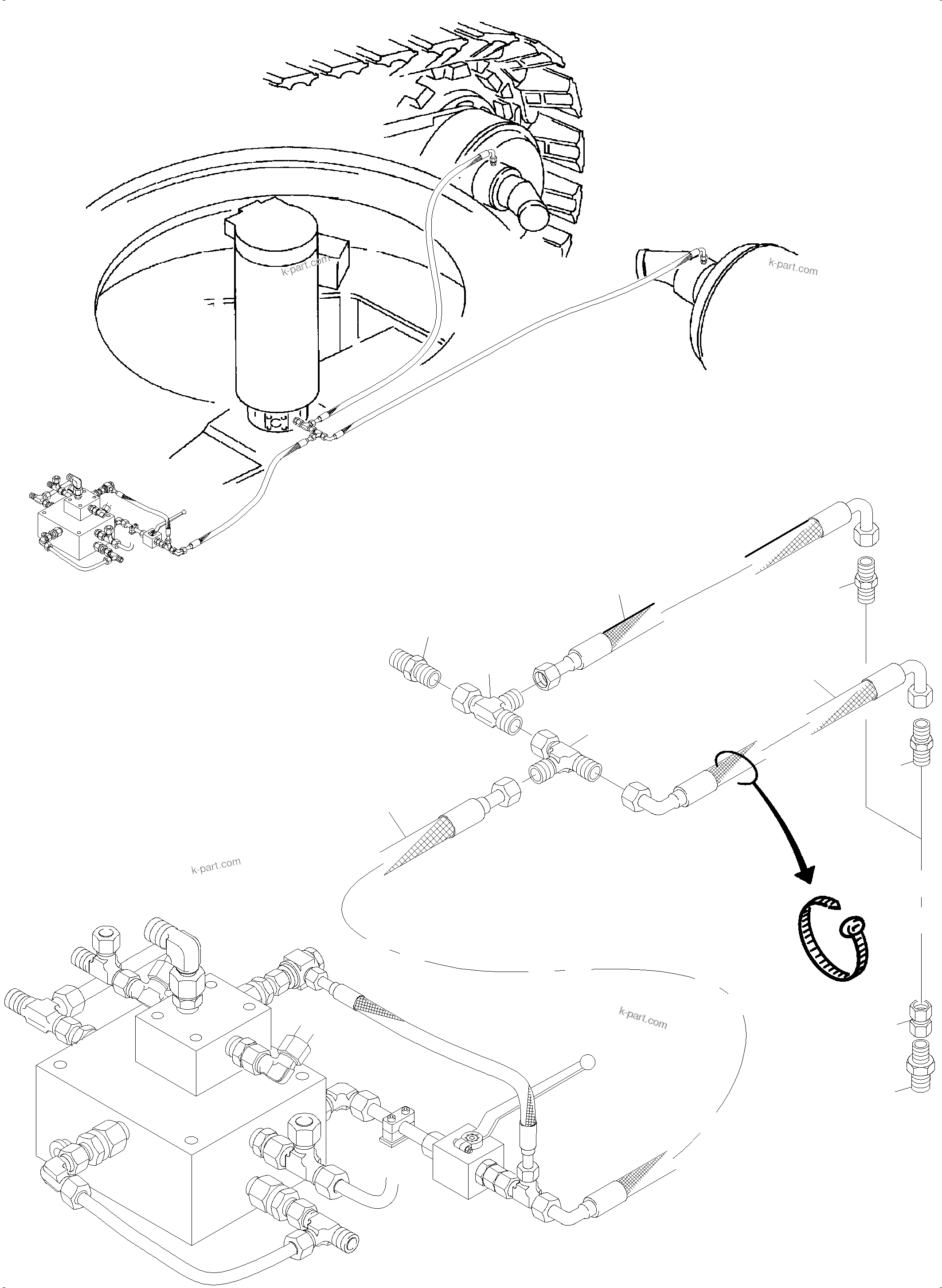 Komatsu parts book diagram for PC4000-6 S/N 58125: PIPING - BRAKE