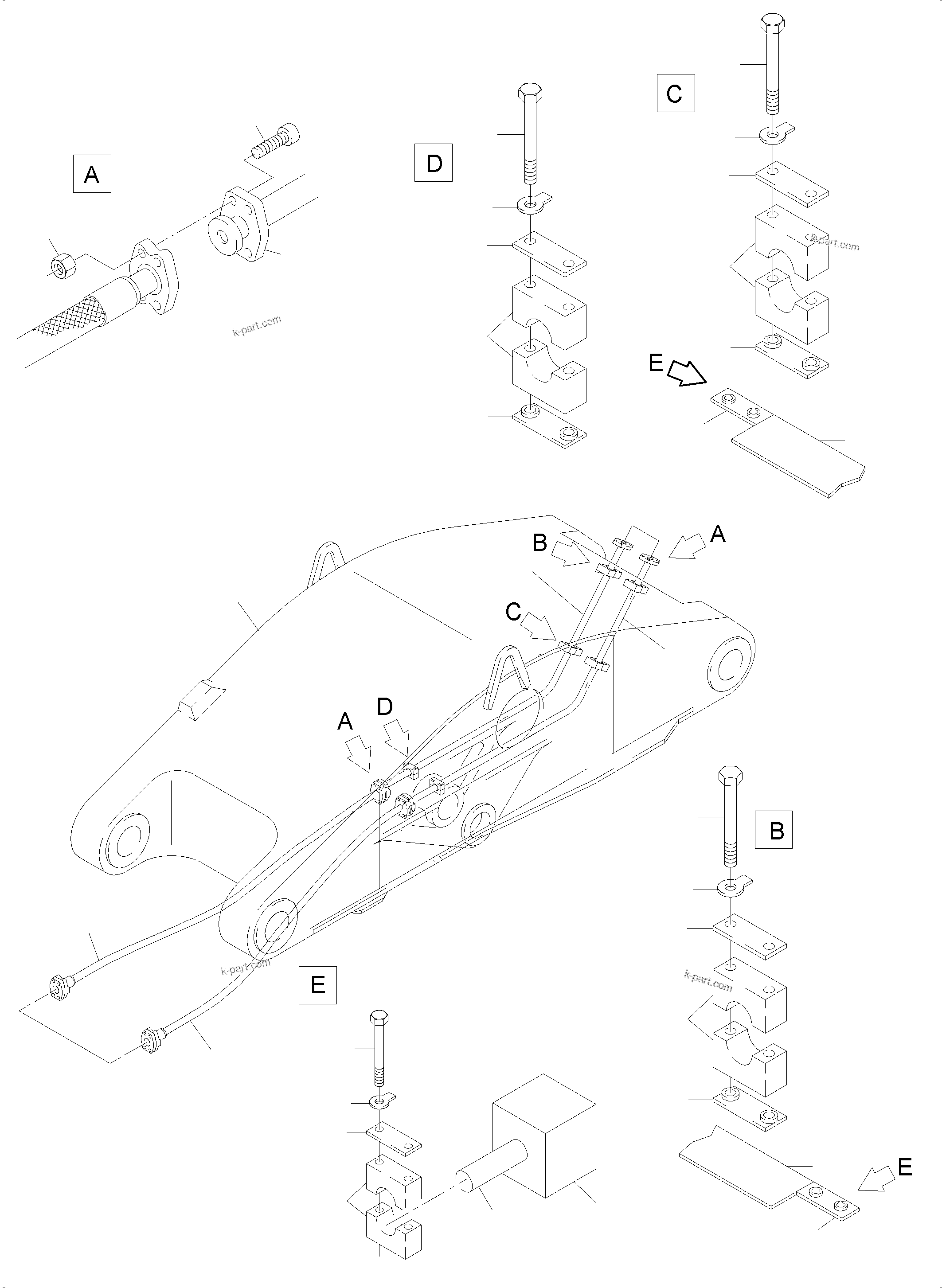 Komatsu parts book diagram for PC4000-6 S/N 58132: BULLCLAM BUCKET STICK 4,9 M