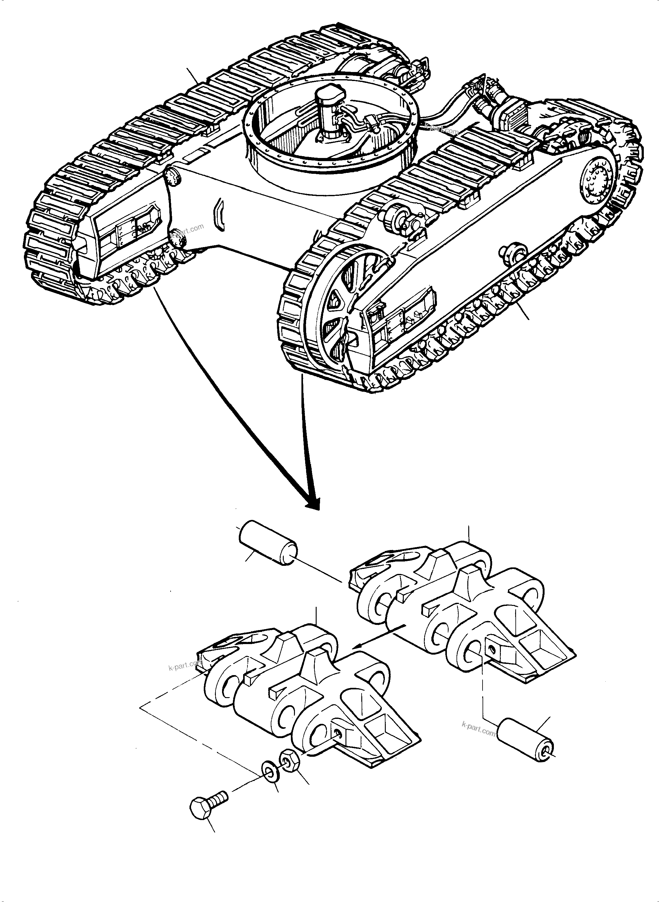 Komatsu parts book diagram for PC4000-6 S/N 58132: TRACK GROUP