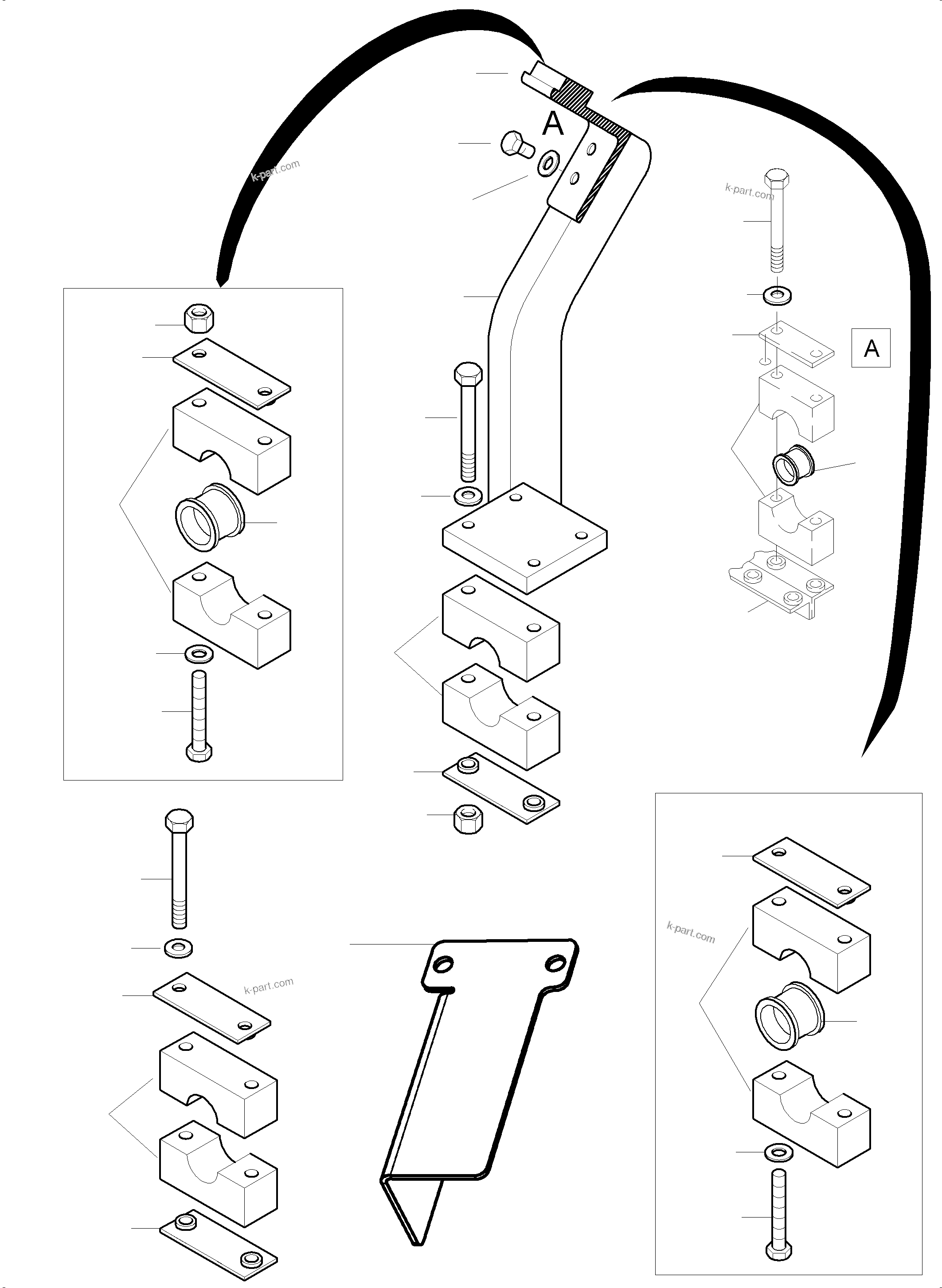 Komatsu parts book diagram for PC4000-6 S/N 58132: BULLCLAM BUCKET BOOM 7,15 M