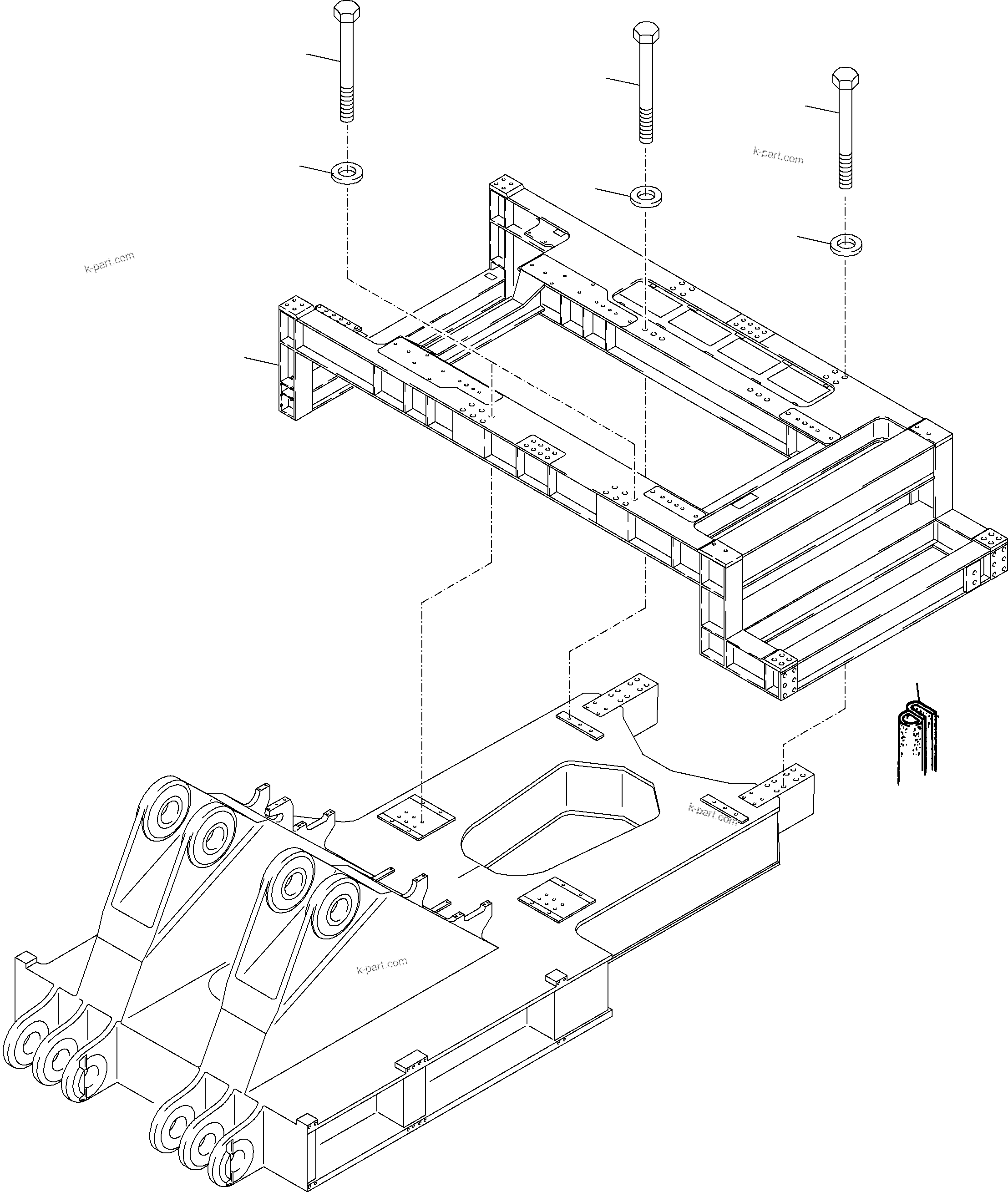 Komatsu parts book diagram for PC4000-6 S/N 58132: POWER FRAME ARR.