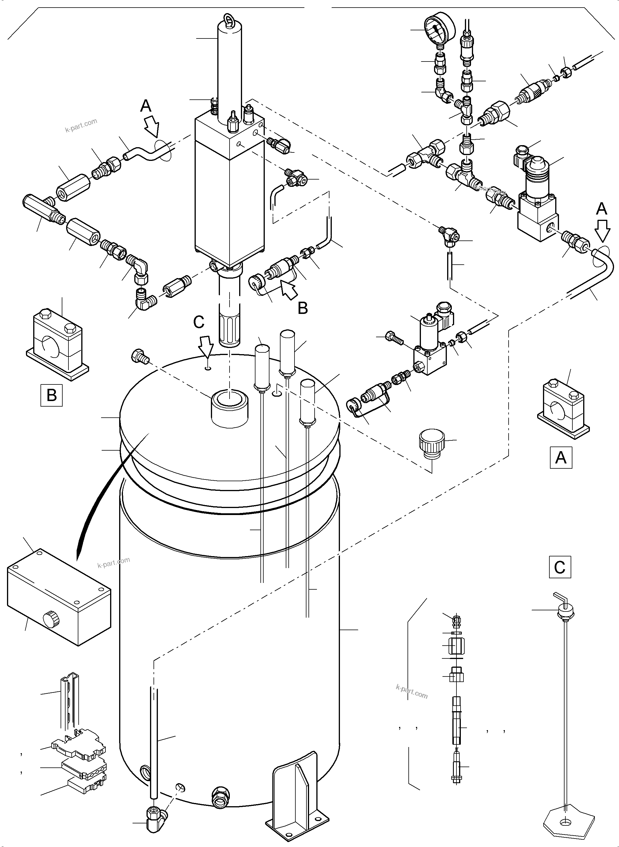 Komatsu parts book diagram for PC4000-6 S/N 58132: LUBE PUMP STATION, FILLING CONNECTION