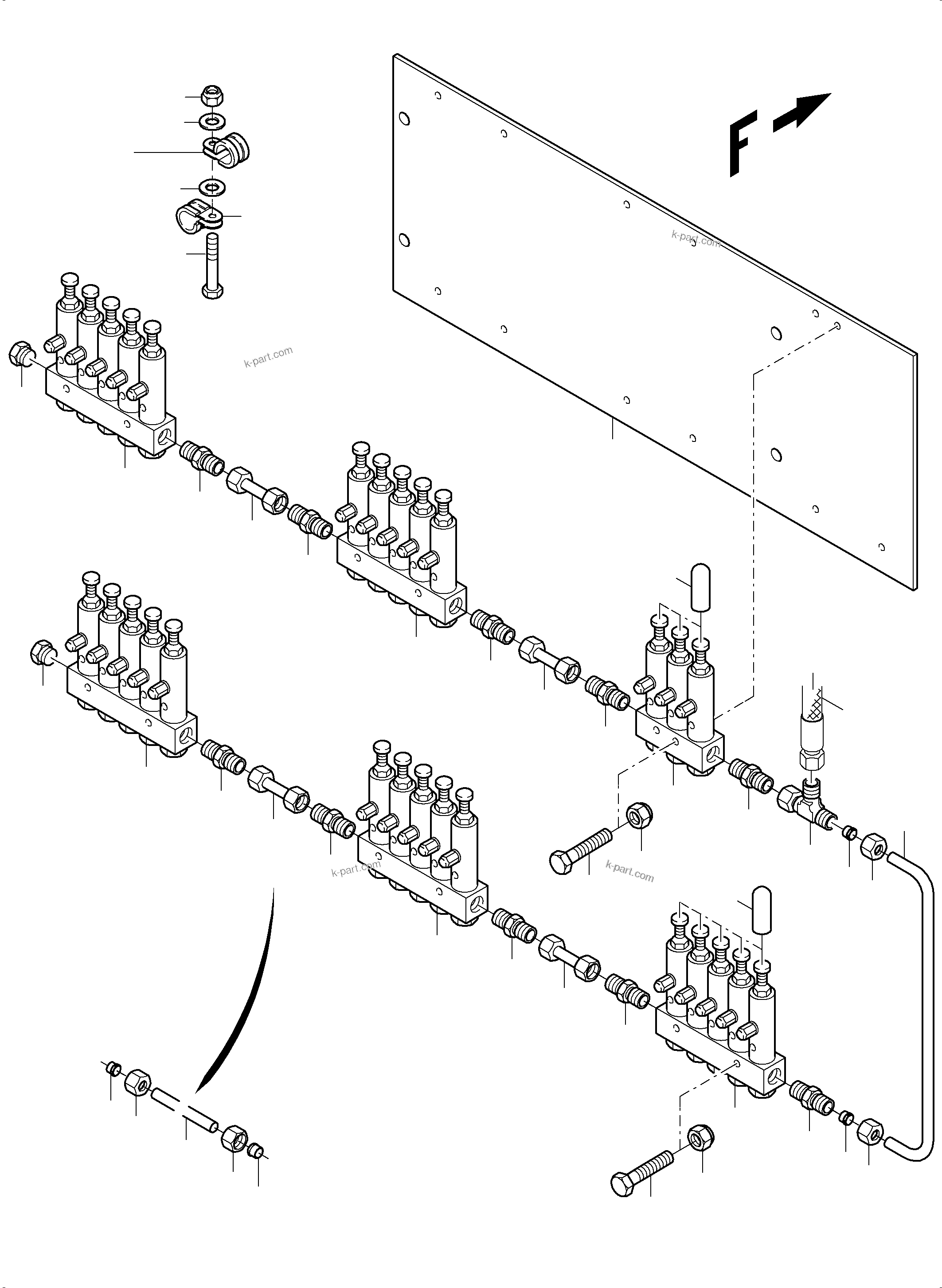 Komatsu parts book diagram for PC4000-6 S/N 58132: LUBE DISTRIBUTOR SLEW RING