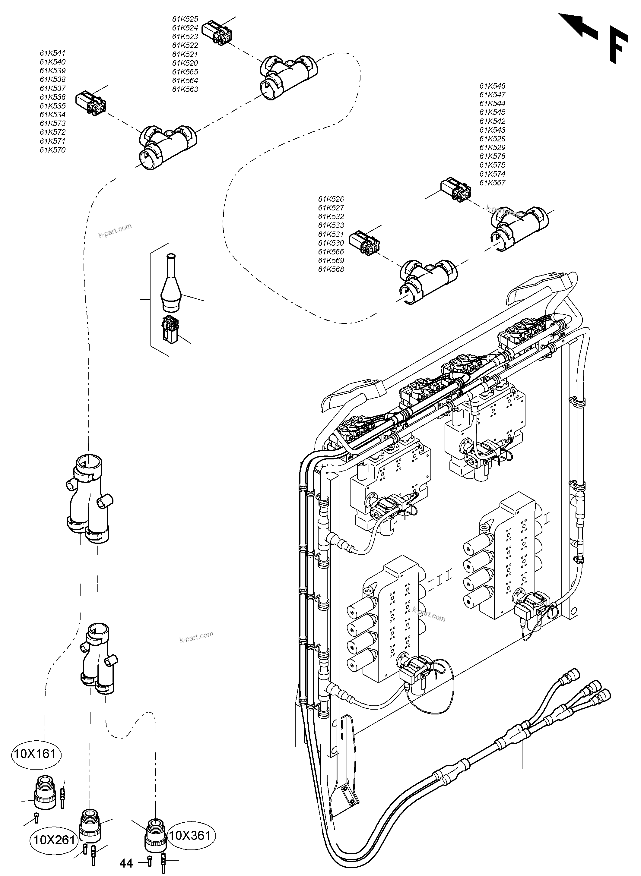 Komatsu parts book diagram for PC4000-6 S/N 58132: CABLES - CONTROL BLOCKS - H.P.-FILTER