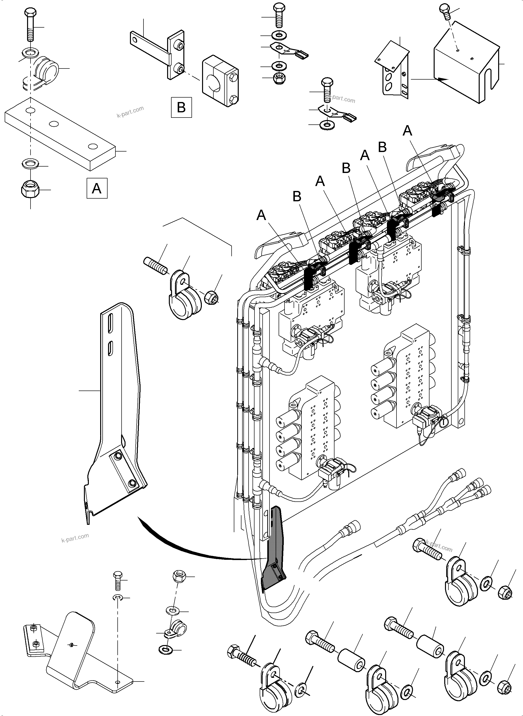 Komatsu parts book diagram for PC4000-6 S/N 58132: CABLES - CONTROL BLOCKS - H.P.-FILTER