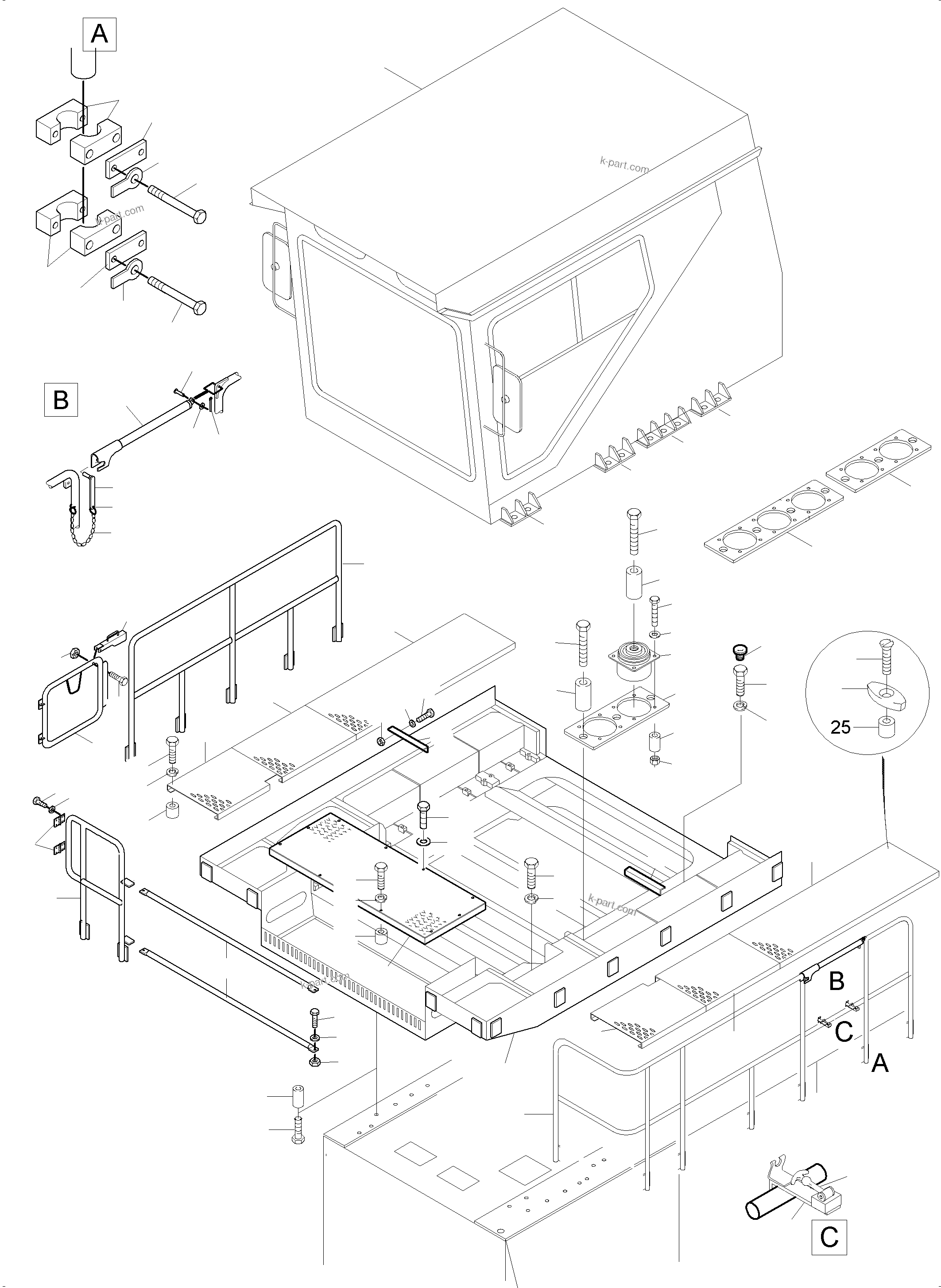 Komatsu parts book diagram for PC4000-6 S/N 58132: OPERATORґS CAB ARR.