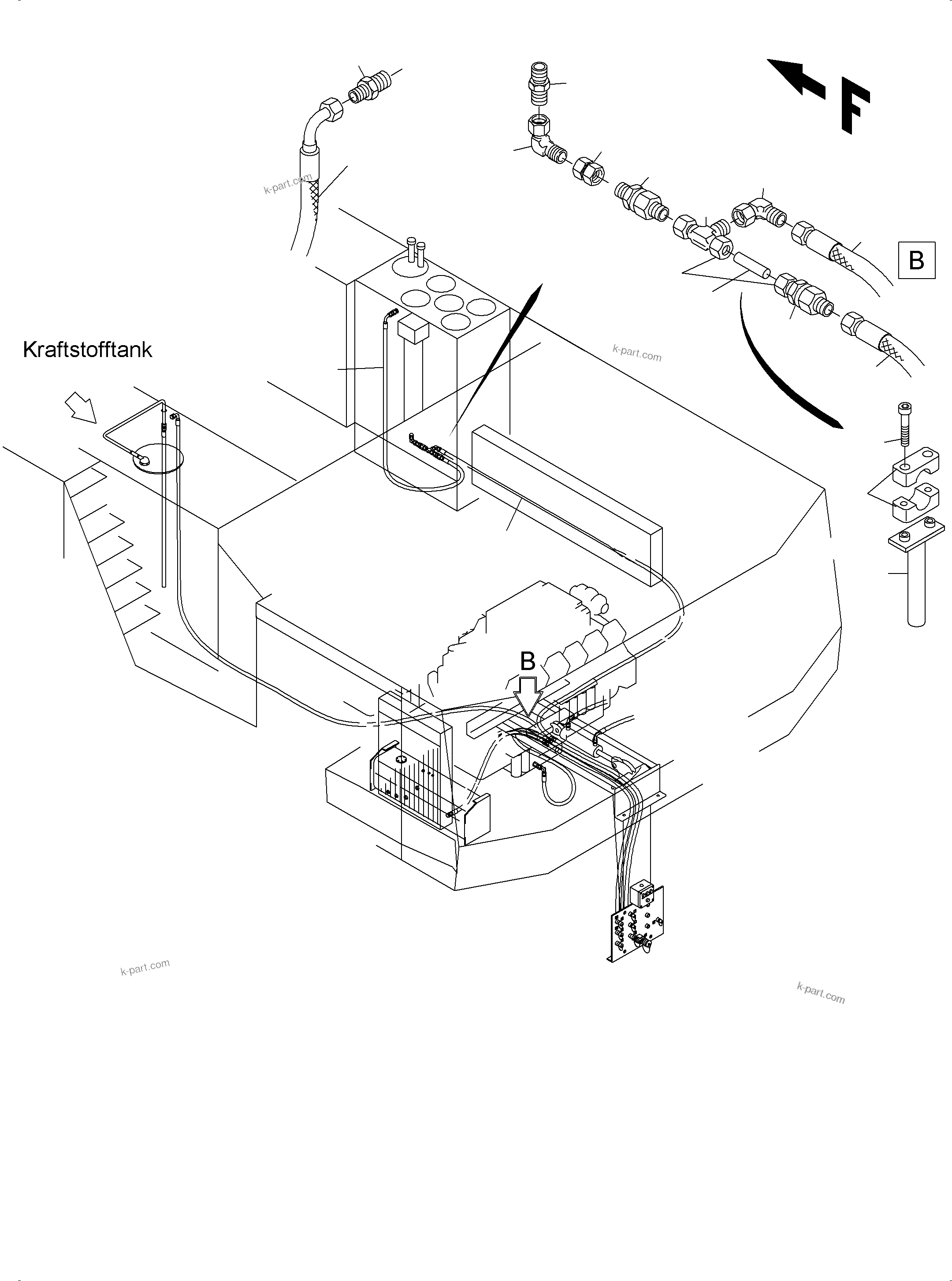 Komatsu parts book diagram for PC4000-6 S/N 58132: REFUELING EQUIPMENT FUEL LINE WIGGINS