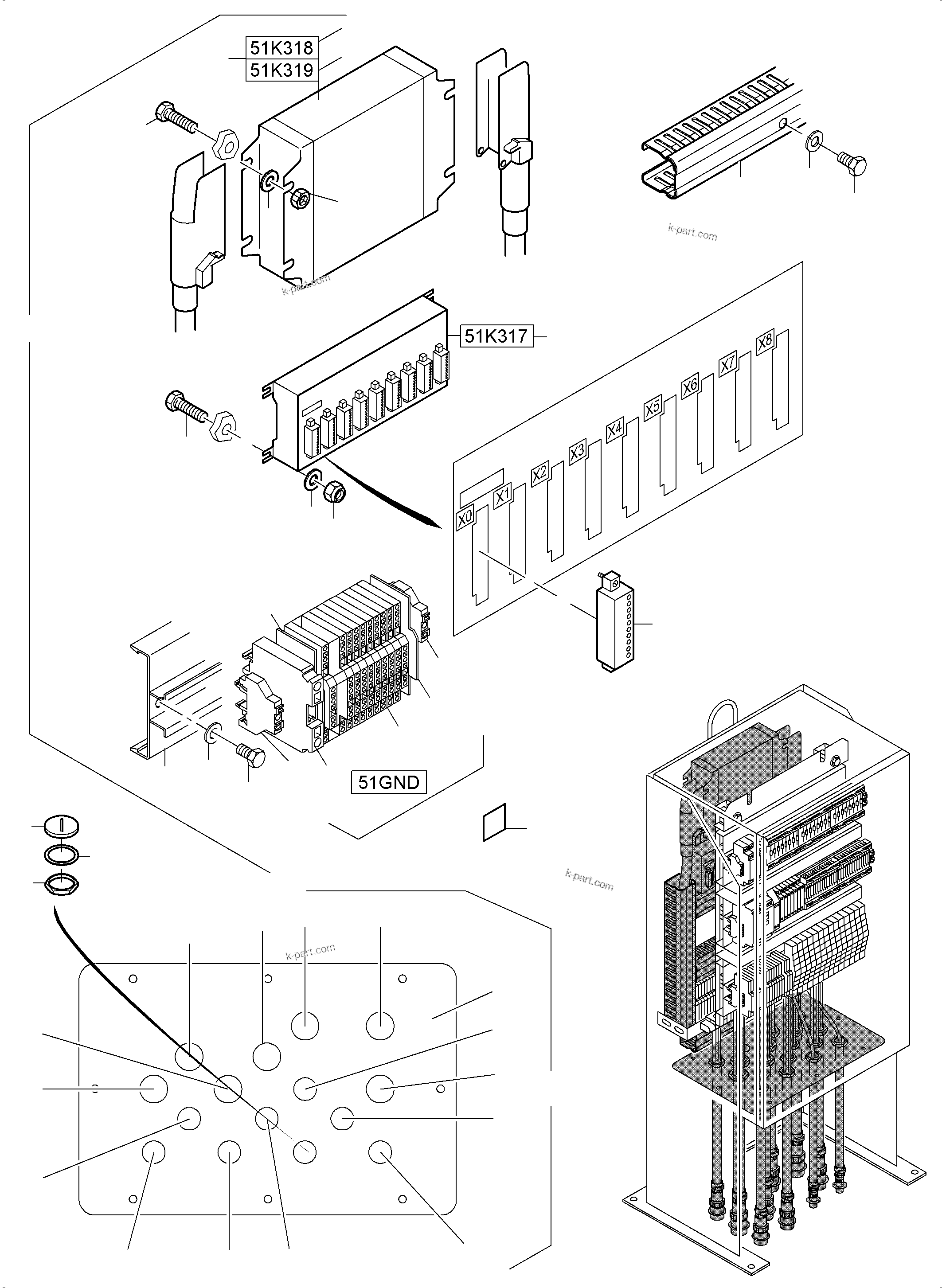 Komatsu parts book diagram for PC4000-6 S/N 58132: SWITCH CABINET ORT 51