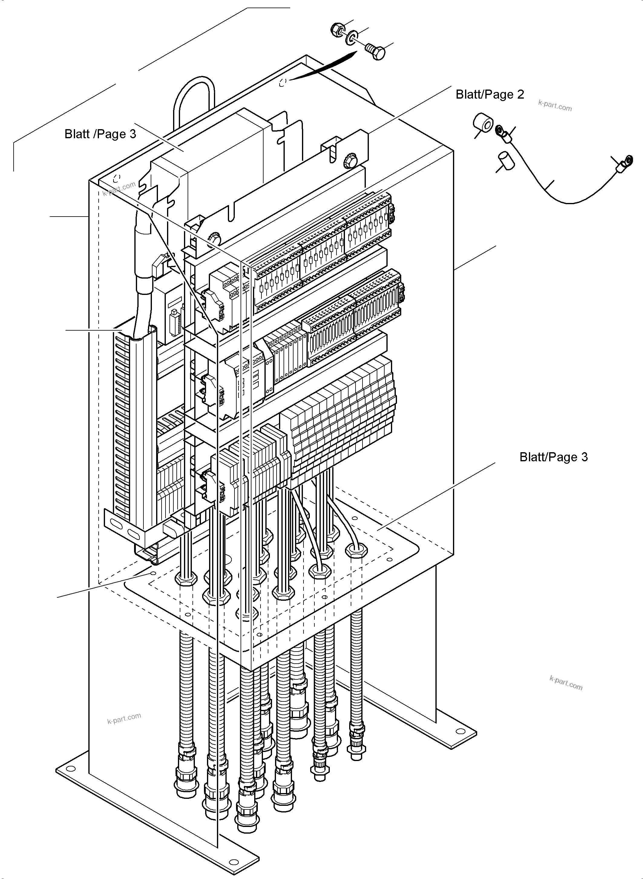 Komatsu parts book diagram for PC4000-6 S/N 58132: SWITCH CABINET ORT 56