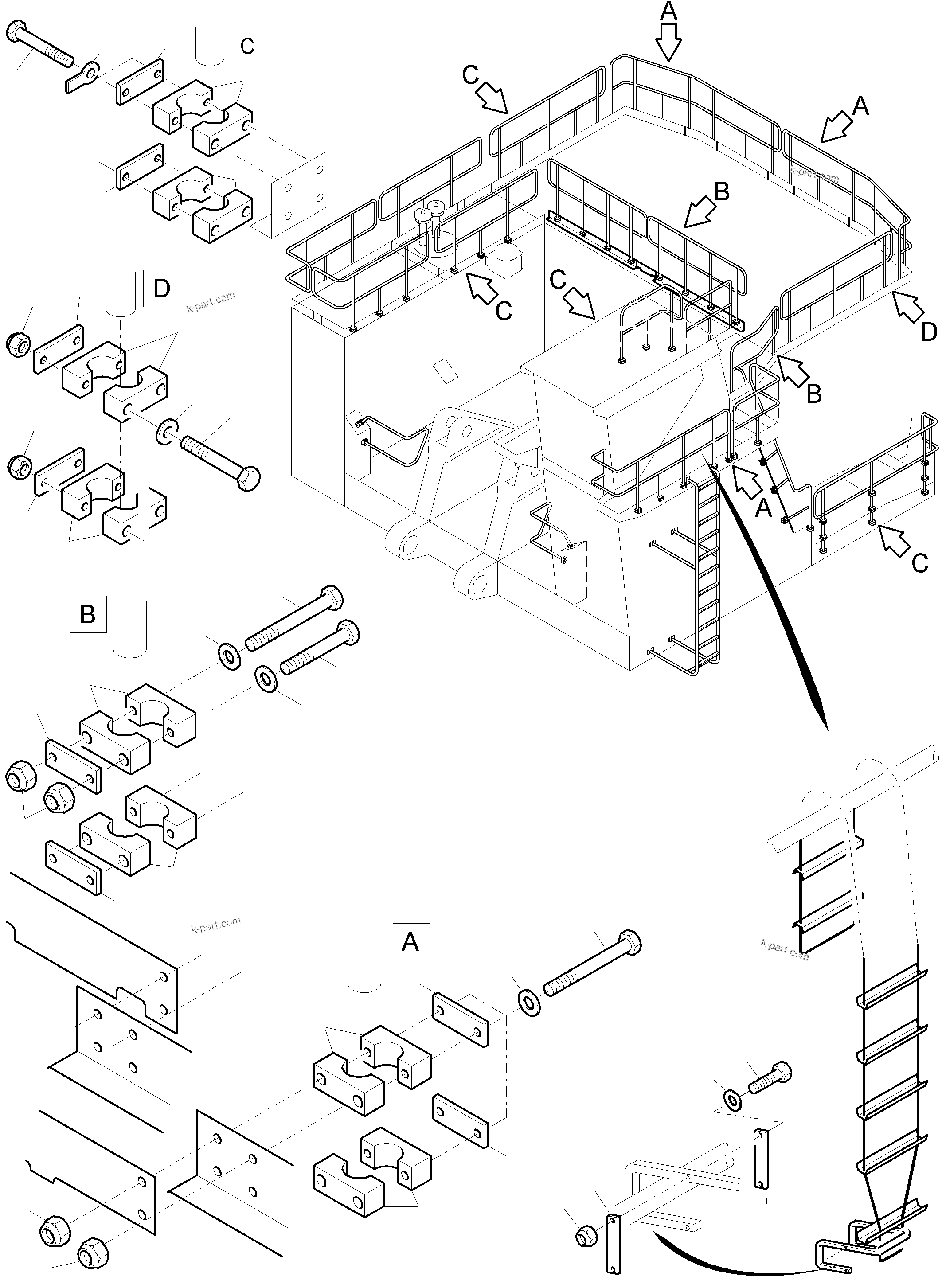 Komatsu parts book diagram for PC4000-6 S/N 58132: RAILS AND PLATFORMS