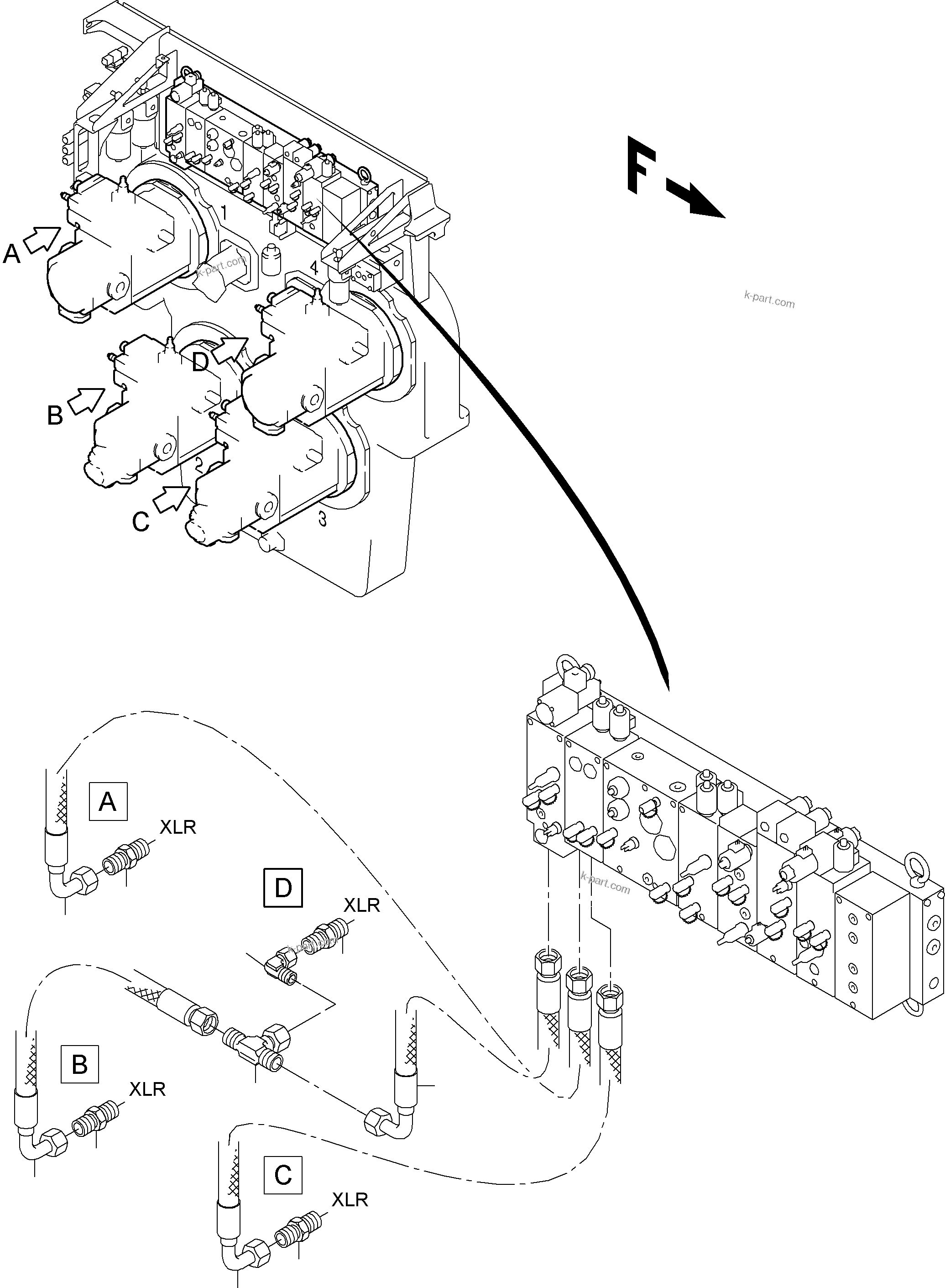 Komatsu parts book diagram for PC4000-6 S/N 58137: MAIN PUMPS CONTROL (XLR/PST)
