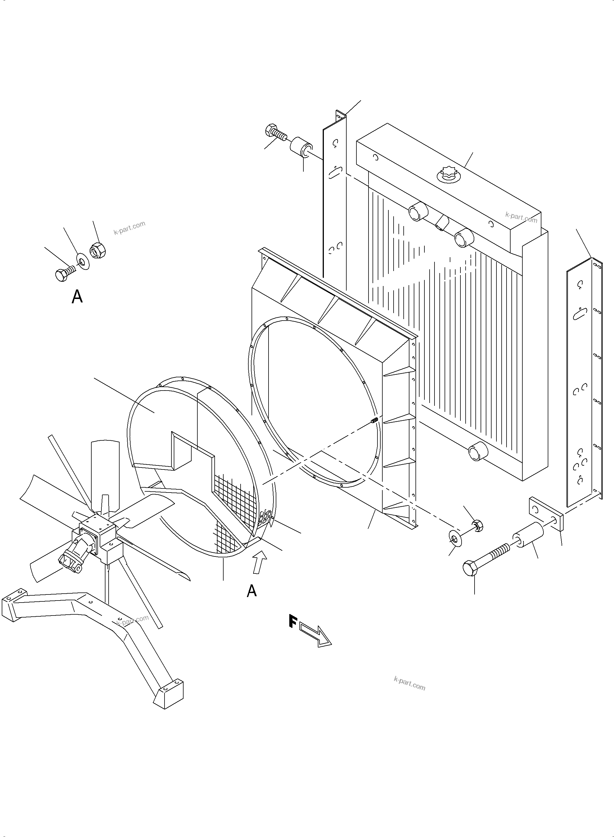 Komatsu parts book diagram for PC4000-6 S/N 58137: RADIATOR ARR.