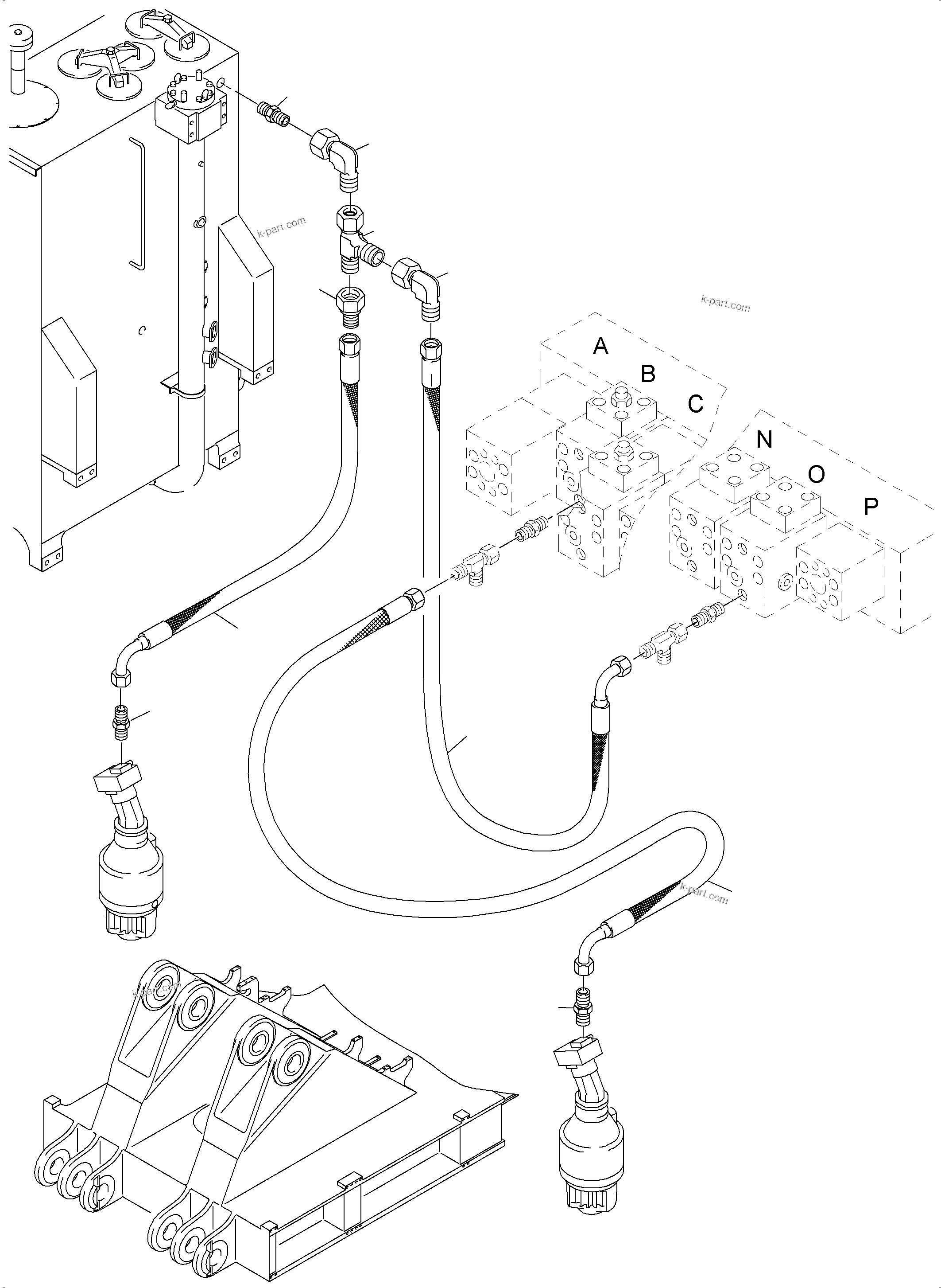 Komatsu parts book diagram for PC4000-6 S/N 58137: LINES SLEW GEAR