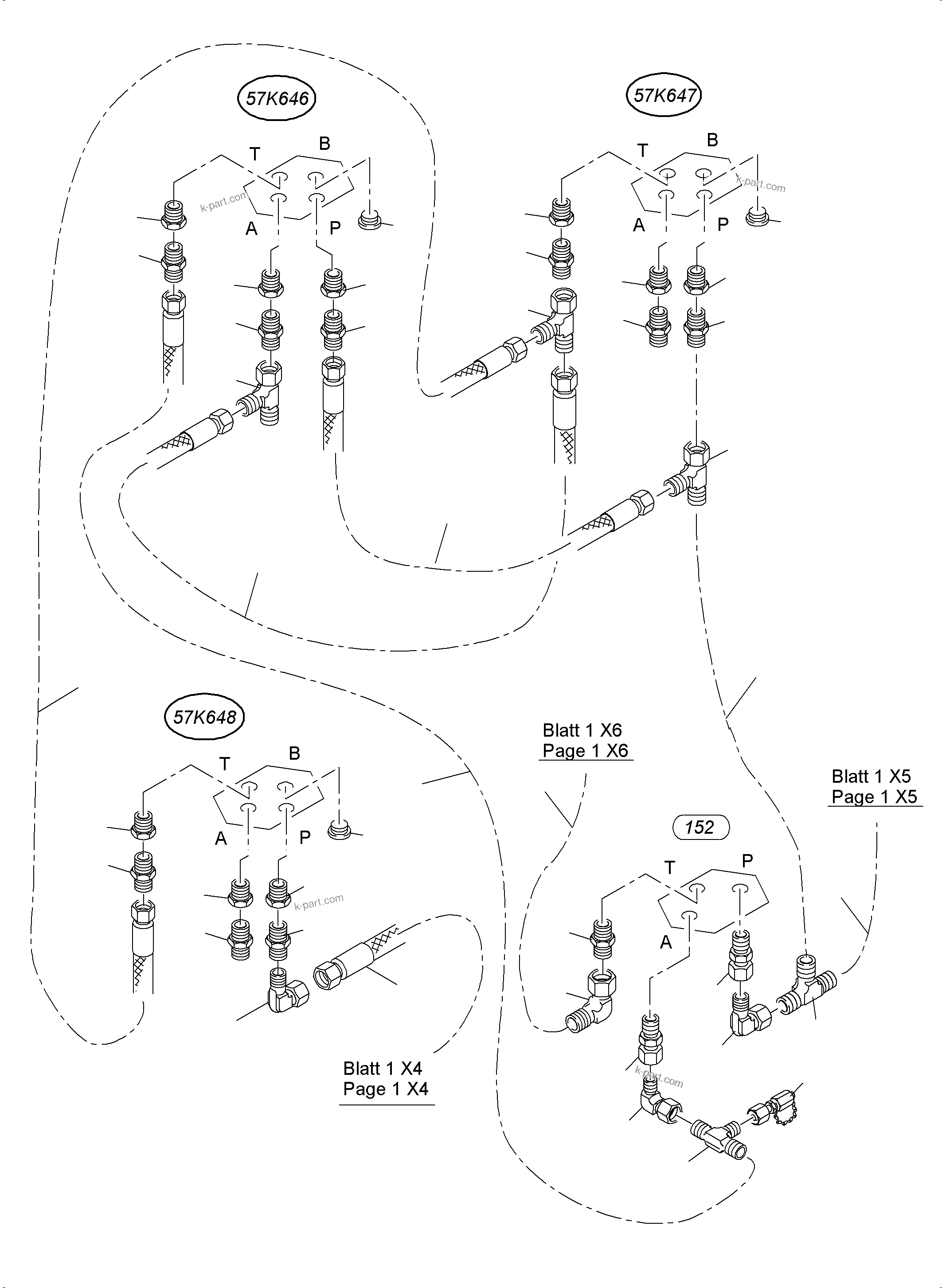 Komatsu parts book diagram for PC4000-6 S/N 58137: CONTROL- AND FILTER PLATE PIPING X2-BOX