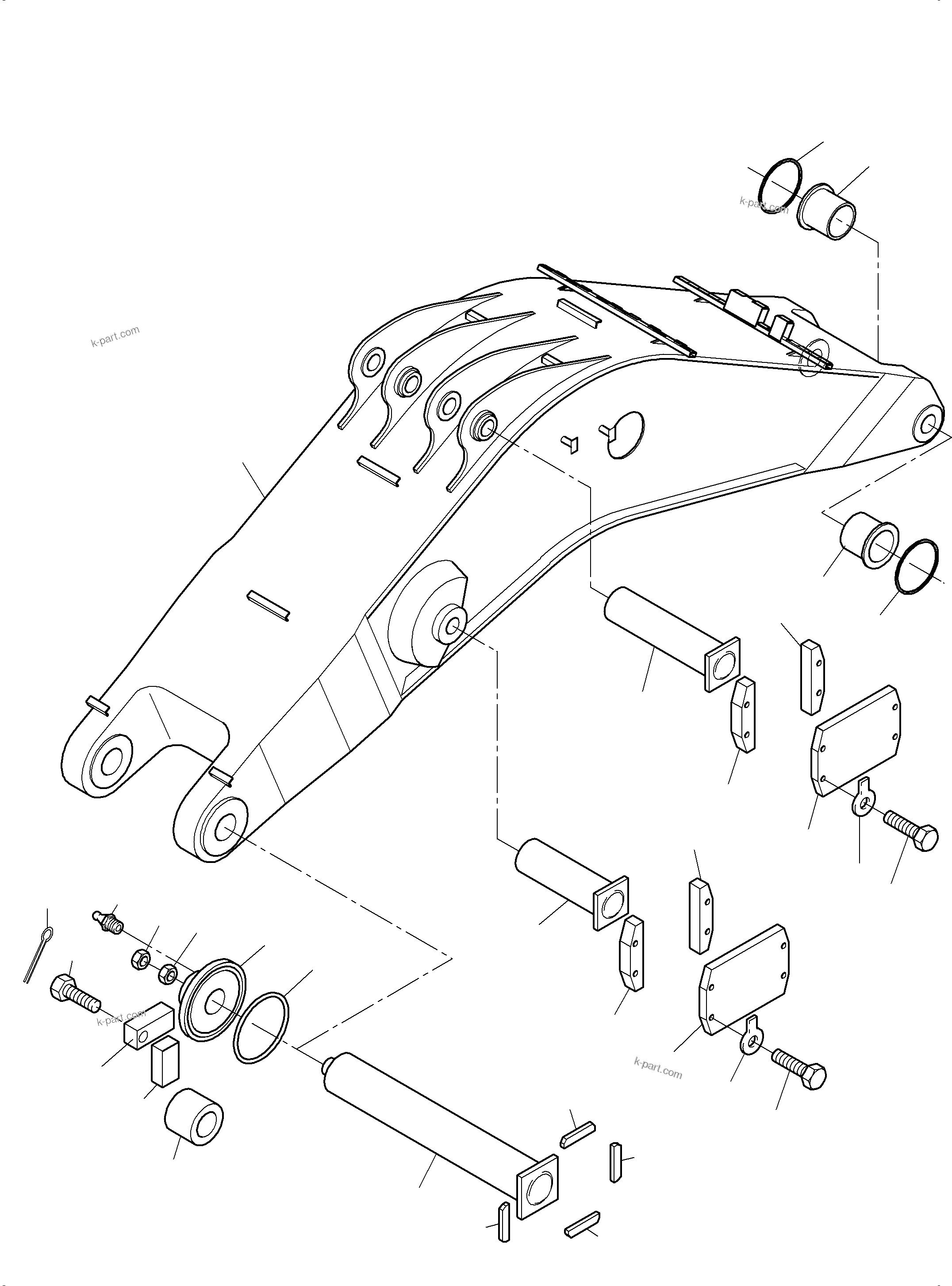 Komatsu parts book diagram for PC4000-6 S/N 58137: BOOM BACKHOE EQUIPMENT 9,75 M