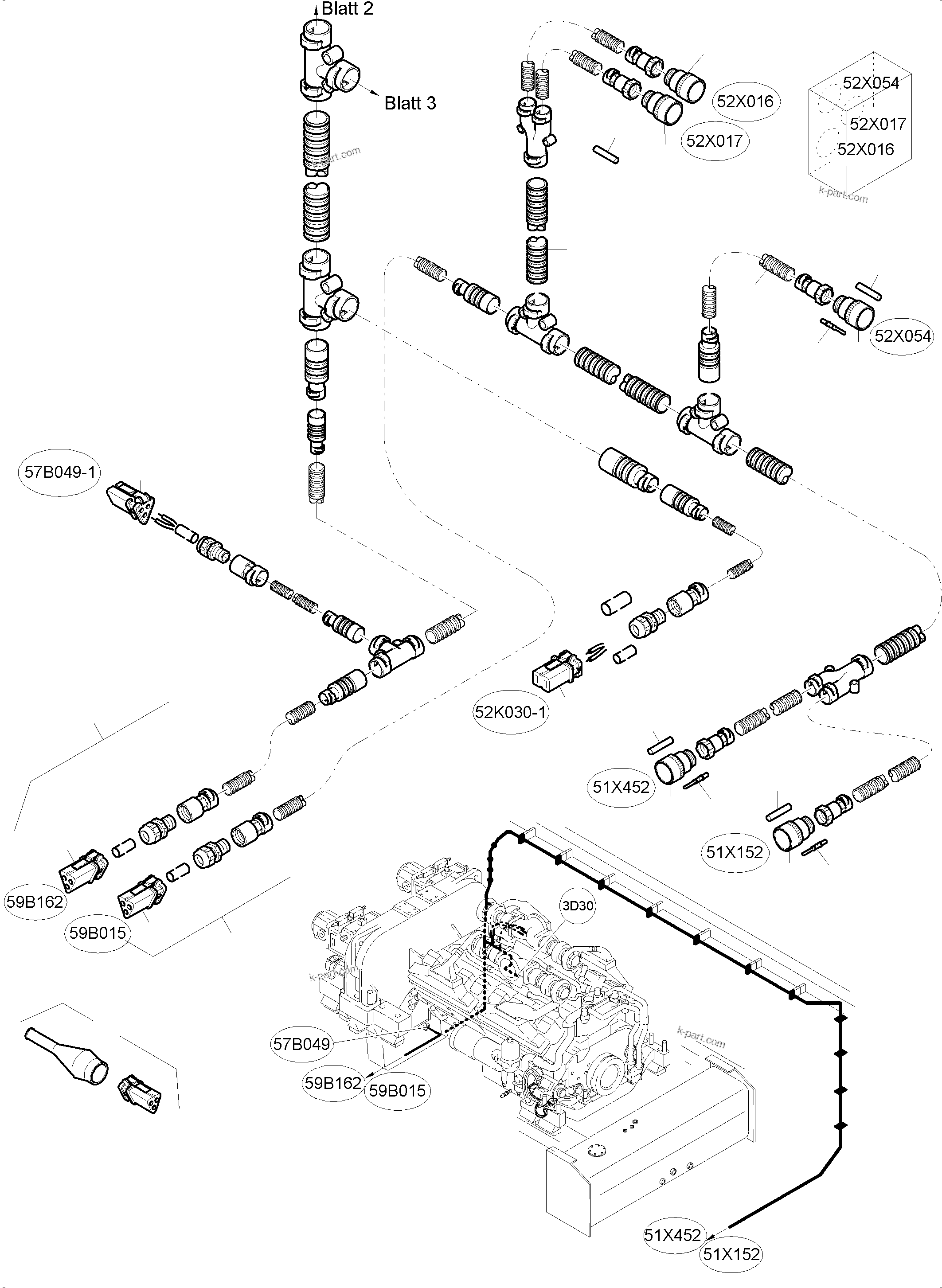 Komatsu parts book diagram for PC4000-6 S/N 58137: CABLES - ENGINE AND TRANSMITTER