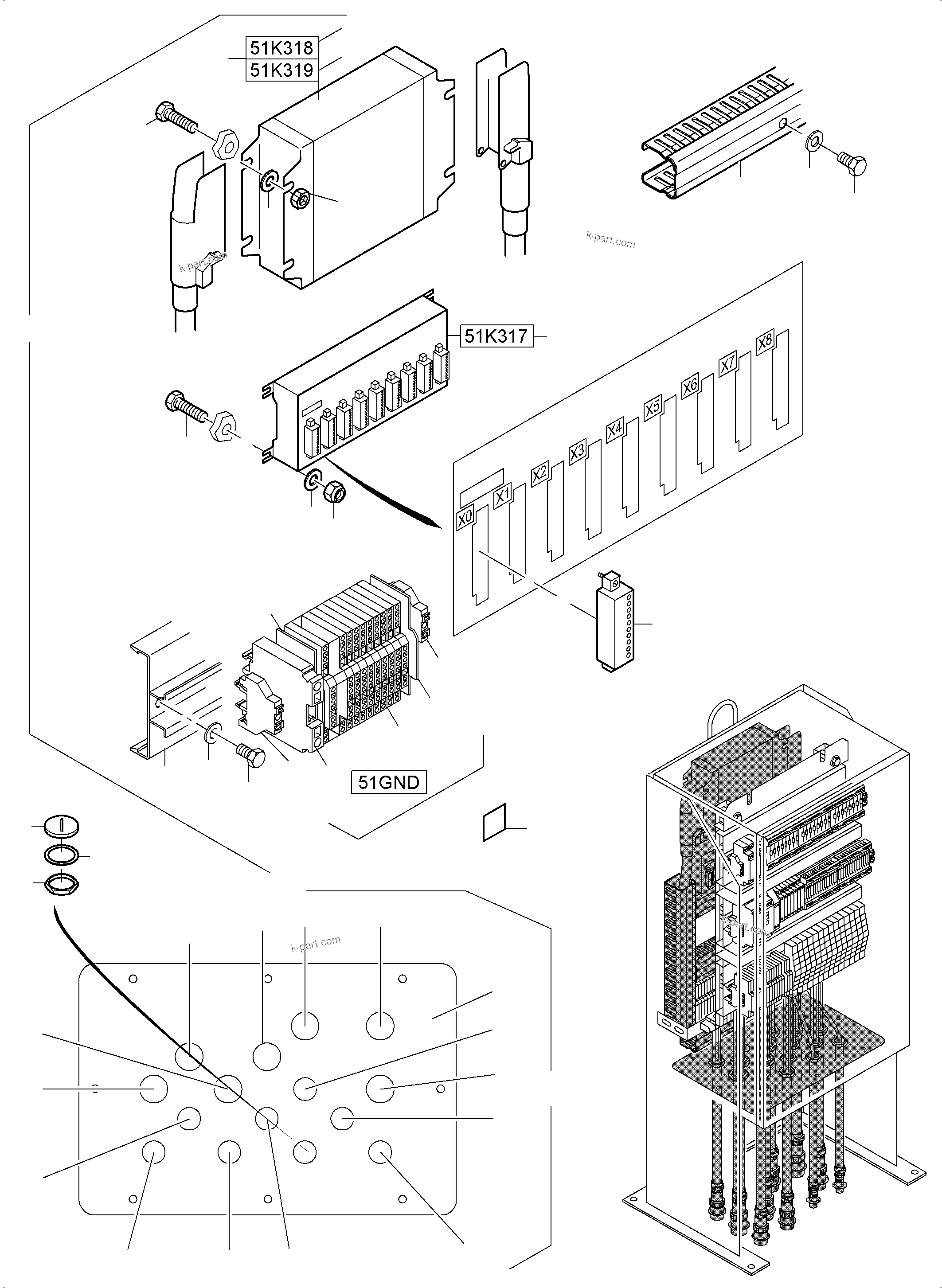 Komatsu parts book diagram for PC4000-6 S/N 58137: SWITCH CABINET ORT 51