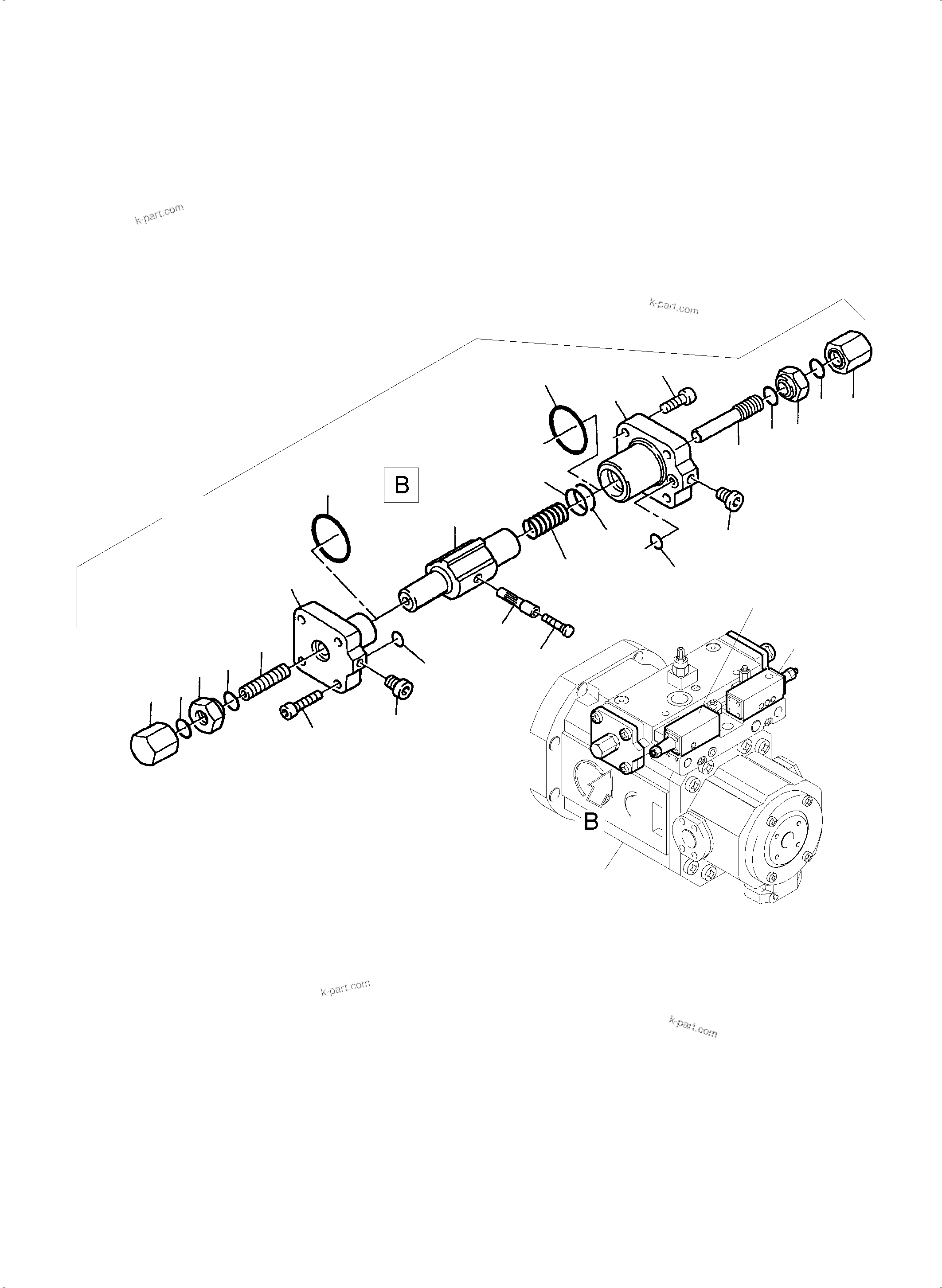 Komatsu parts book diagram for PC4000-6 S/N 58137: VARIABLE DISPLACEMENT PUMP