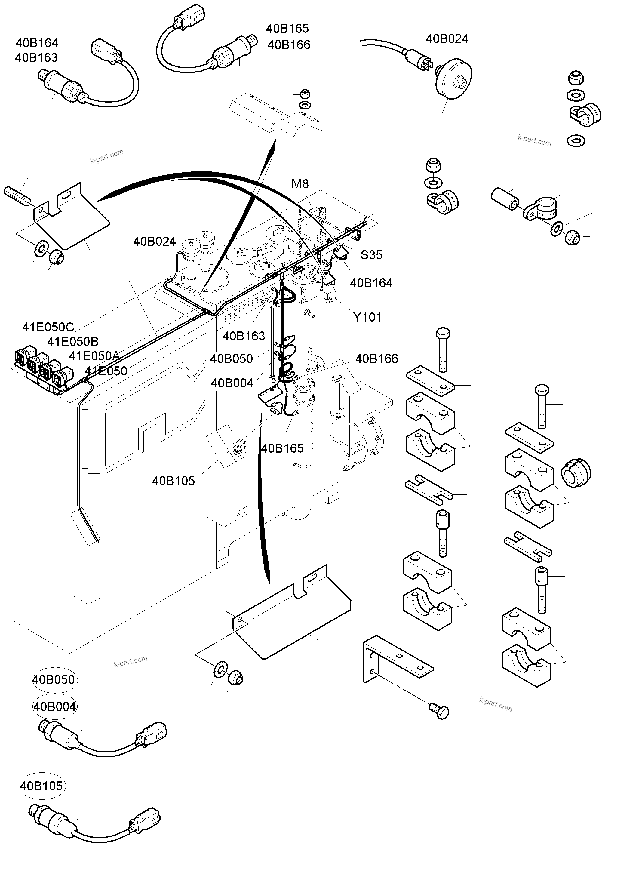 Komatsu parts book diagram for PC4000-6 S/N 58137: CABLES - OIL TANK AND SWITCH - TRANSFUSING PUMP