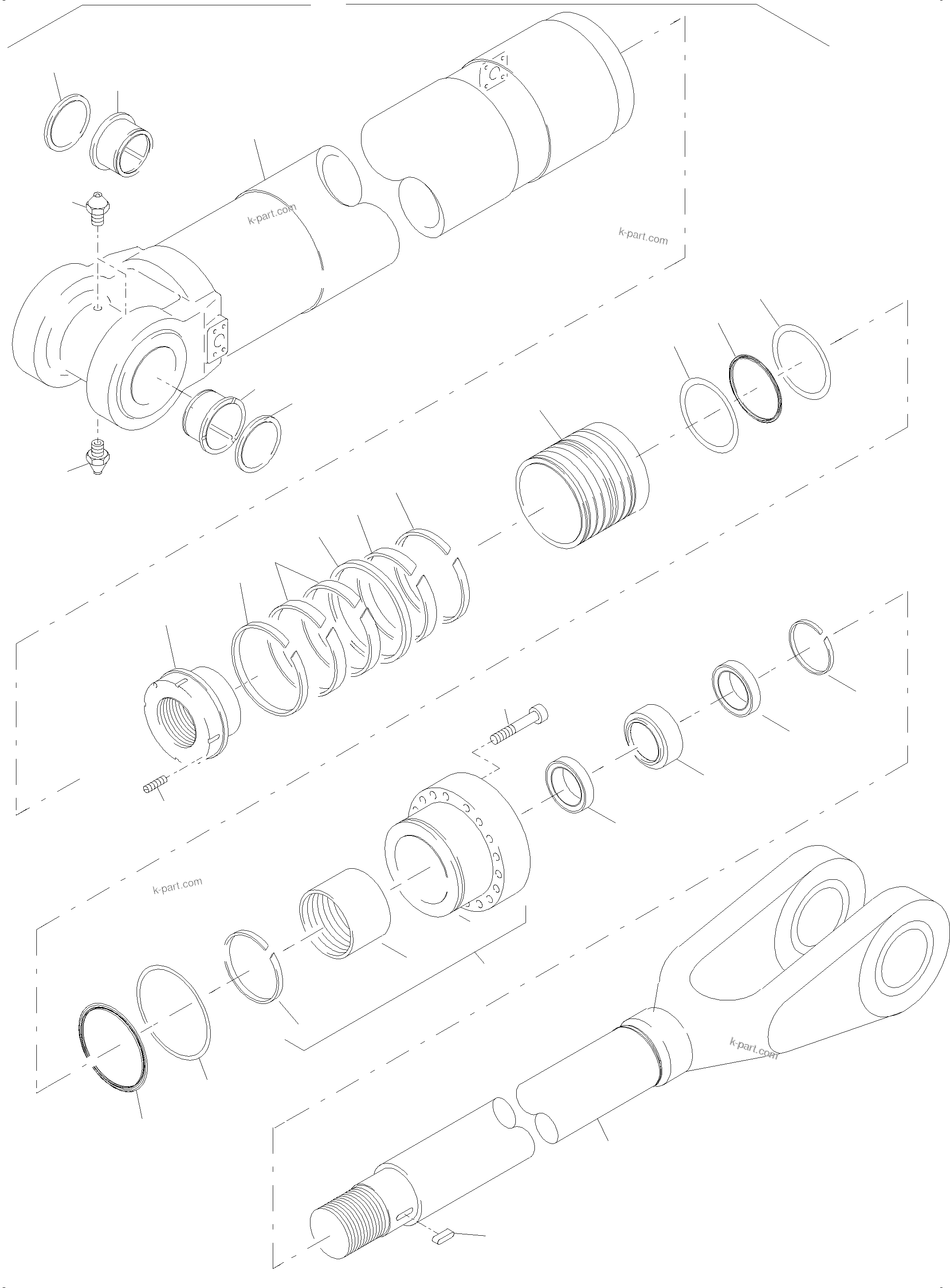Komatsu parts book diagram for PC4000-6 S/N 58137: HYDRAULIC CYLINDER
