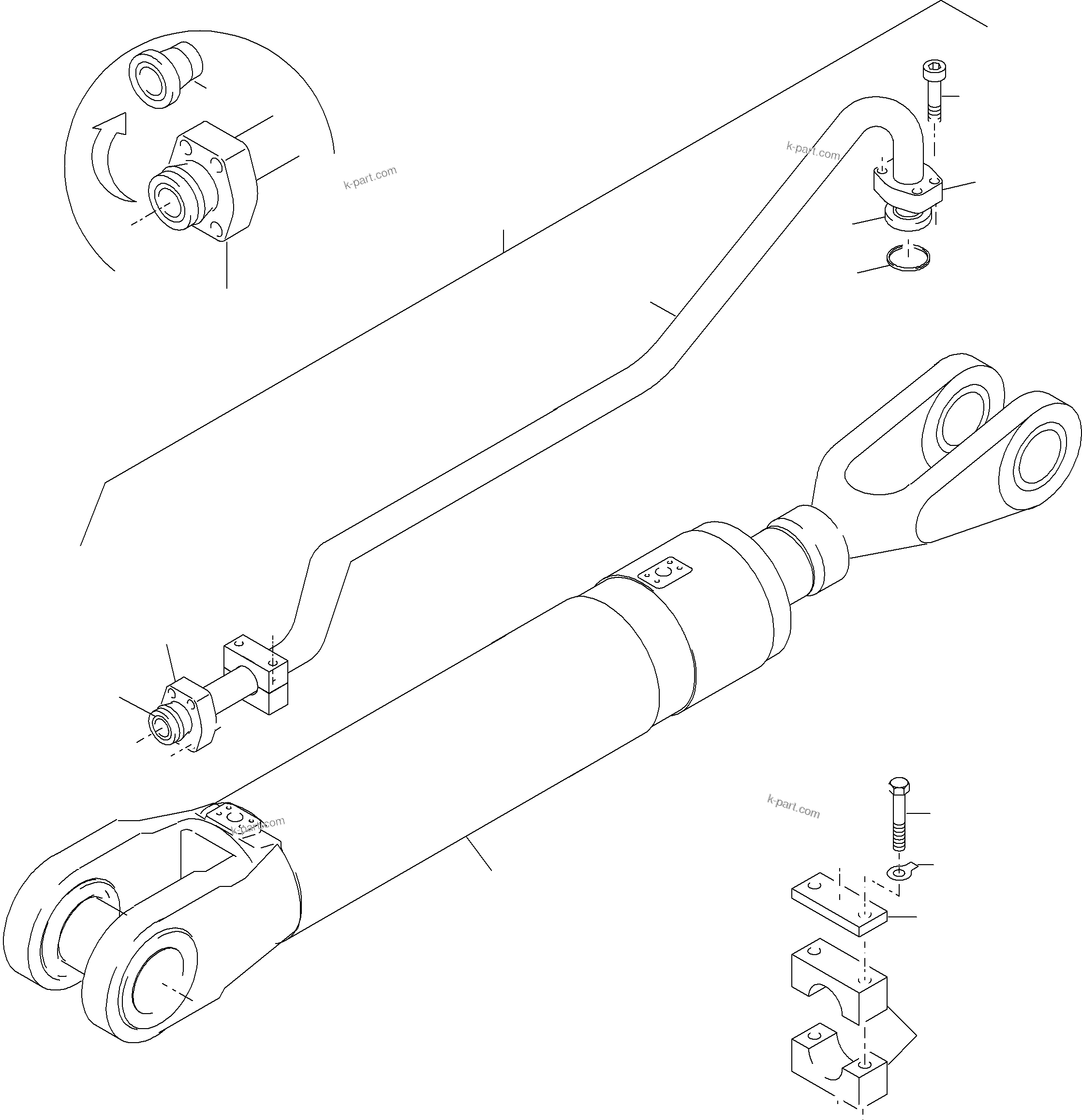 Komatsu parts book diagram for PC4000-6 S/N 58137: PIPING - STICK CYLINDER BACKHOE EQUIPMENT BH