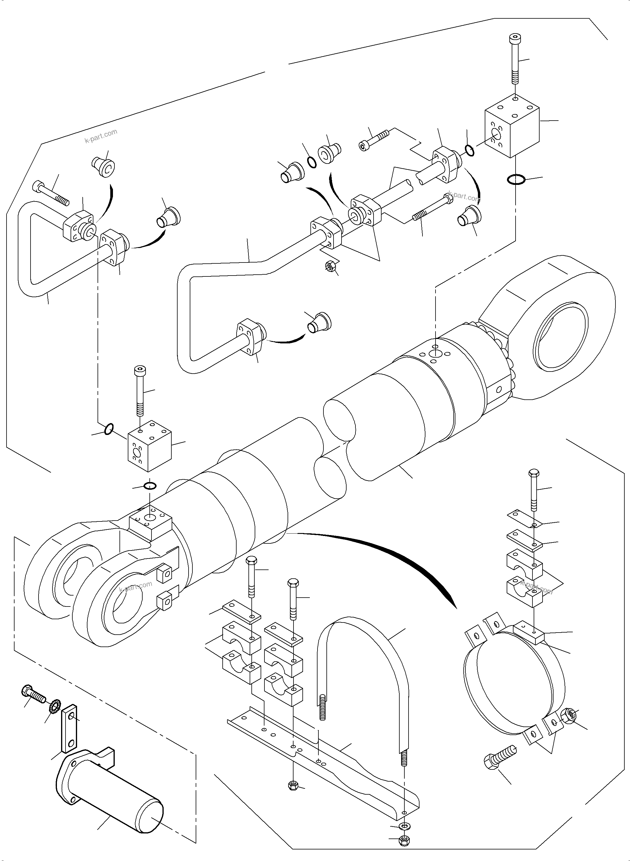 Komatsu parts book diagram for PC4000-6 S/N 58137: PIPING - BACKHOE CYLINDER L.H.