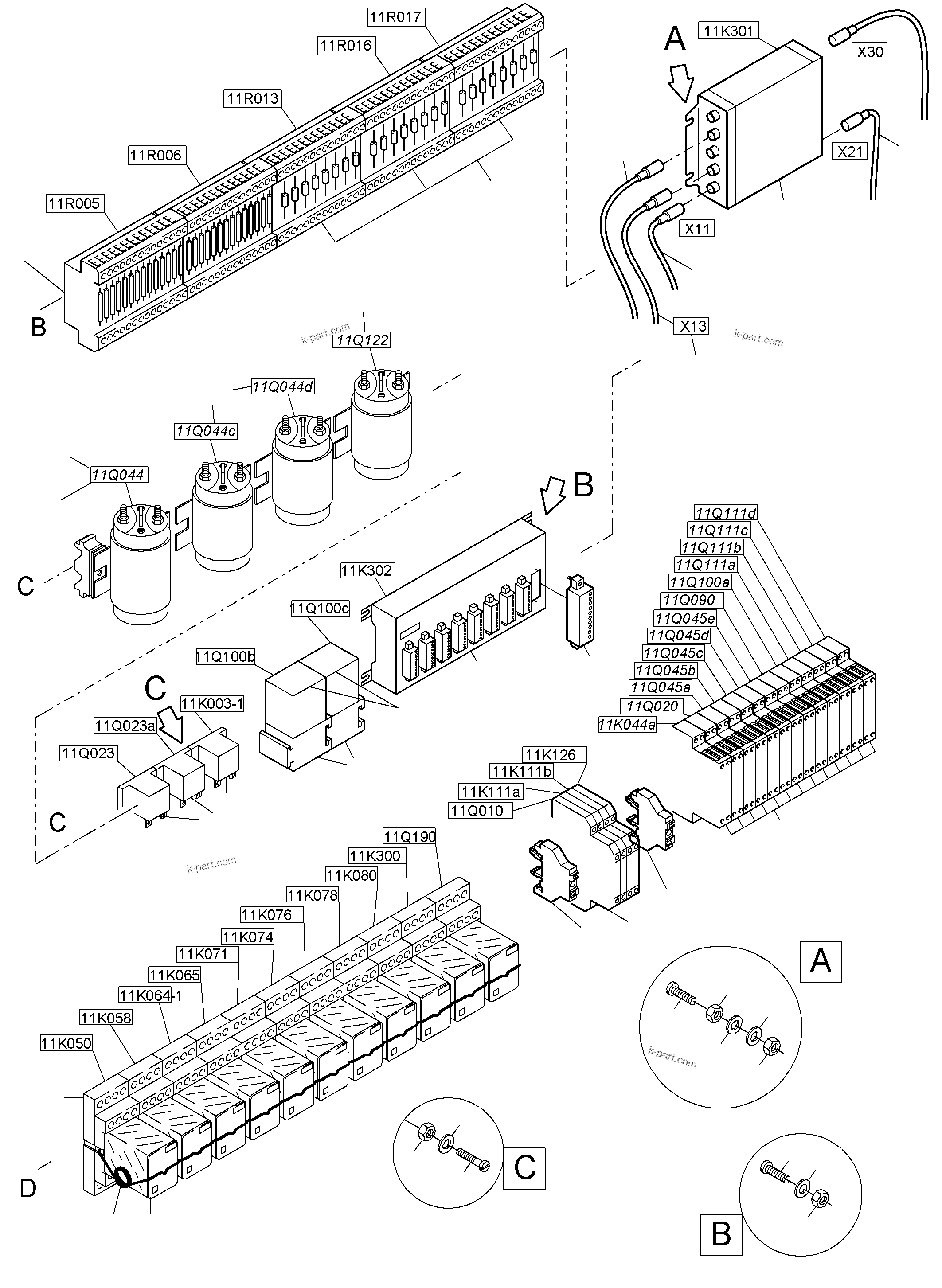Komatsu parts book diagram for PC4000-6 S/N 58137: SWITCH FRAMING X2 LOCATION 11