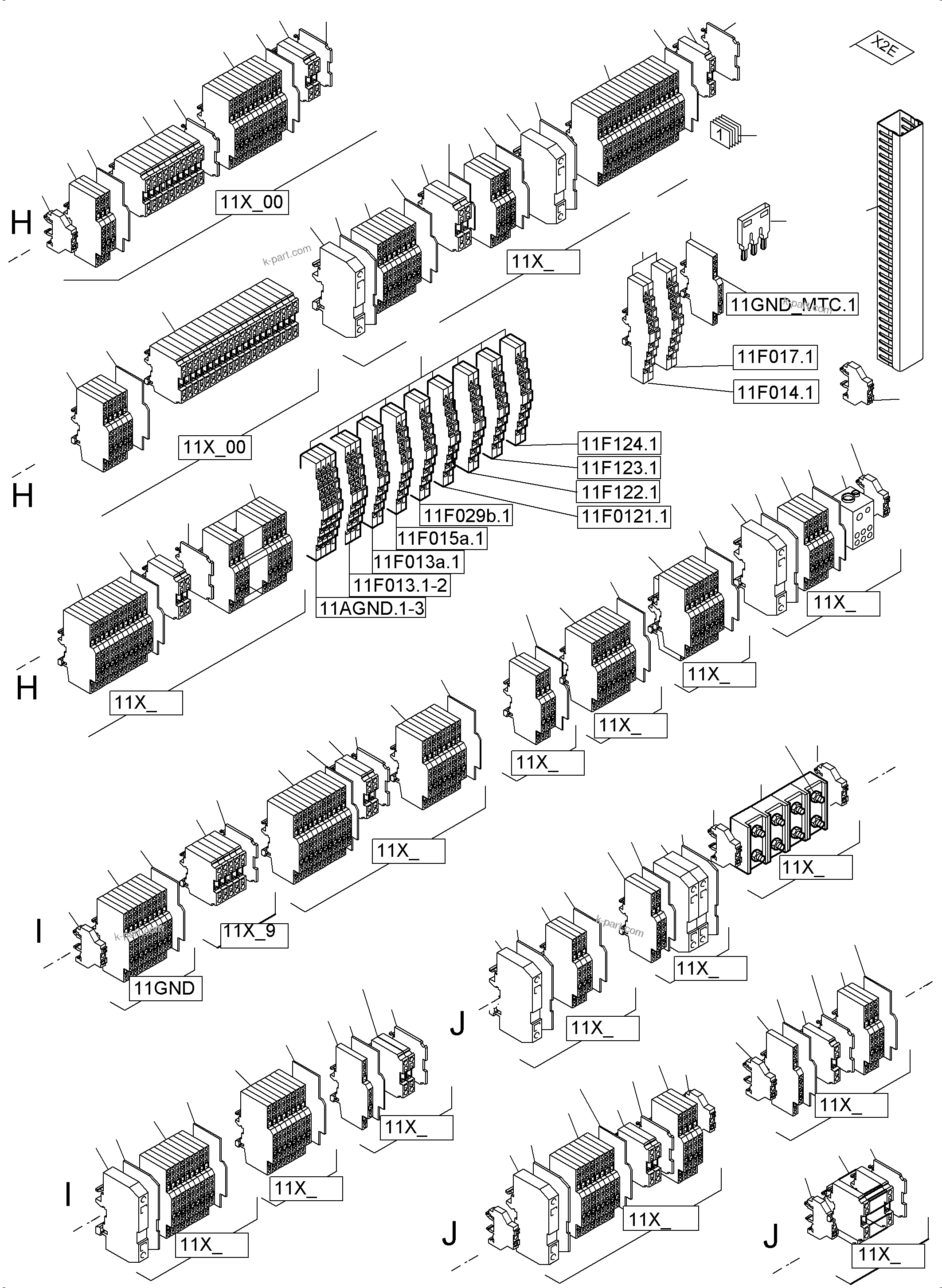 Komatsu parts book diagram for PC4000-6 S/N 58137: SWITCH FRAMING X2 LOCATION 11